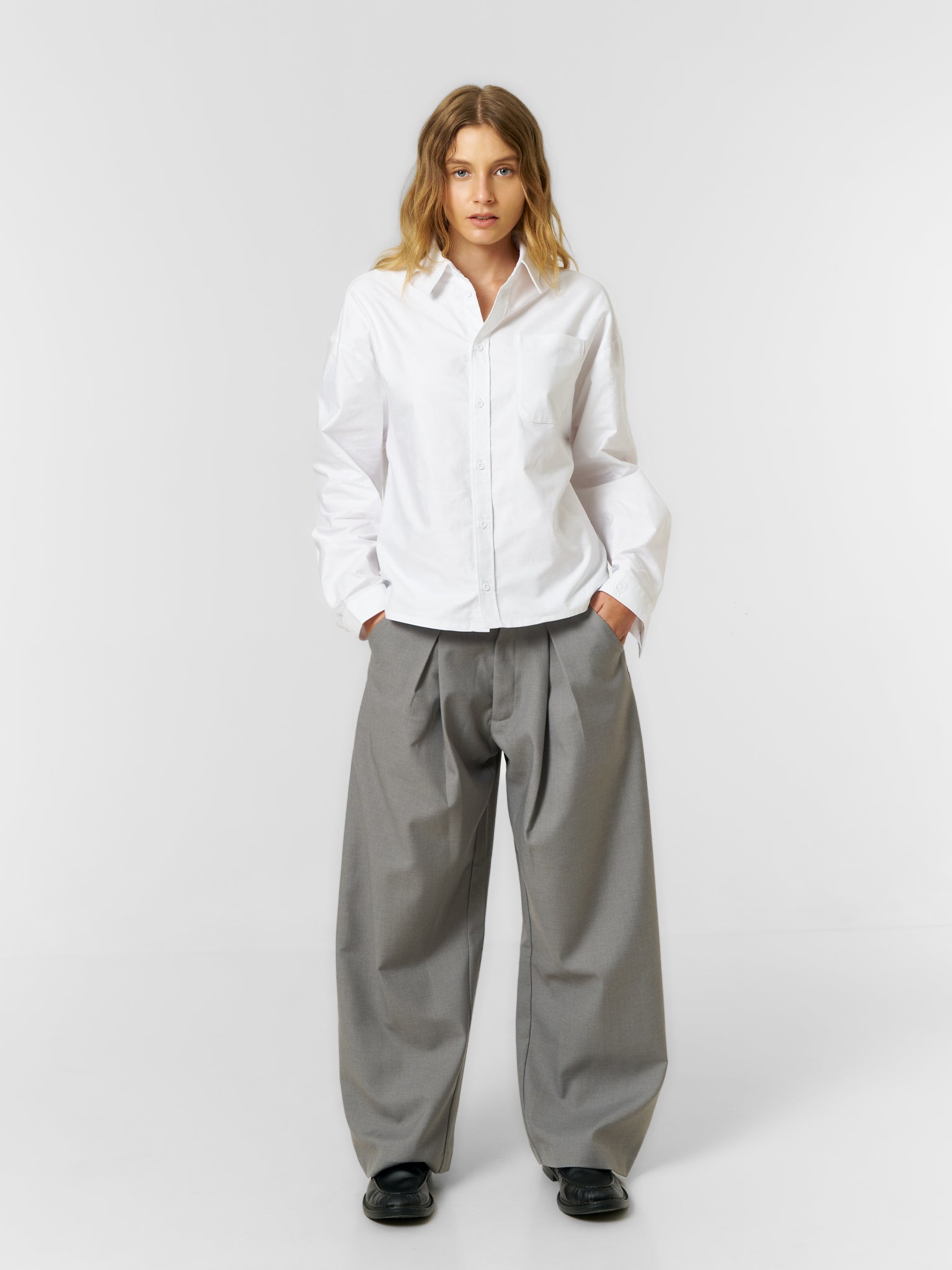 Korean Pleated Suit Pants Grey