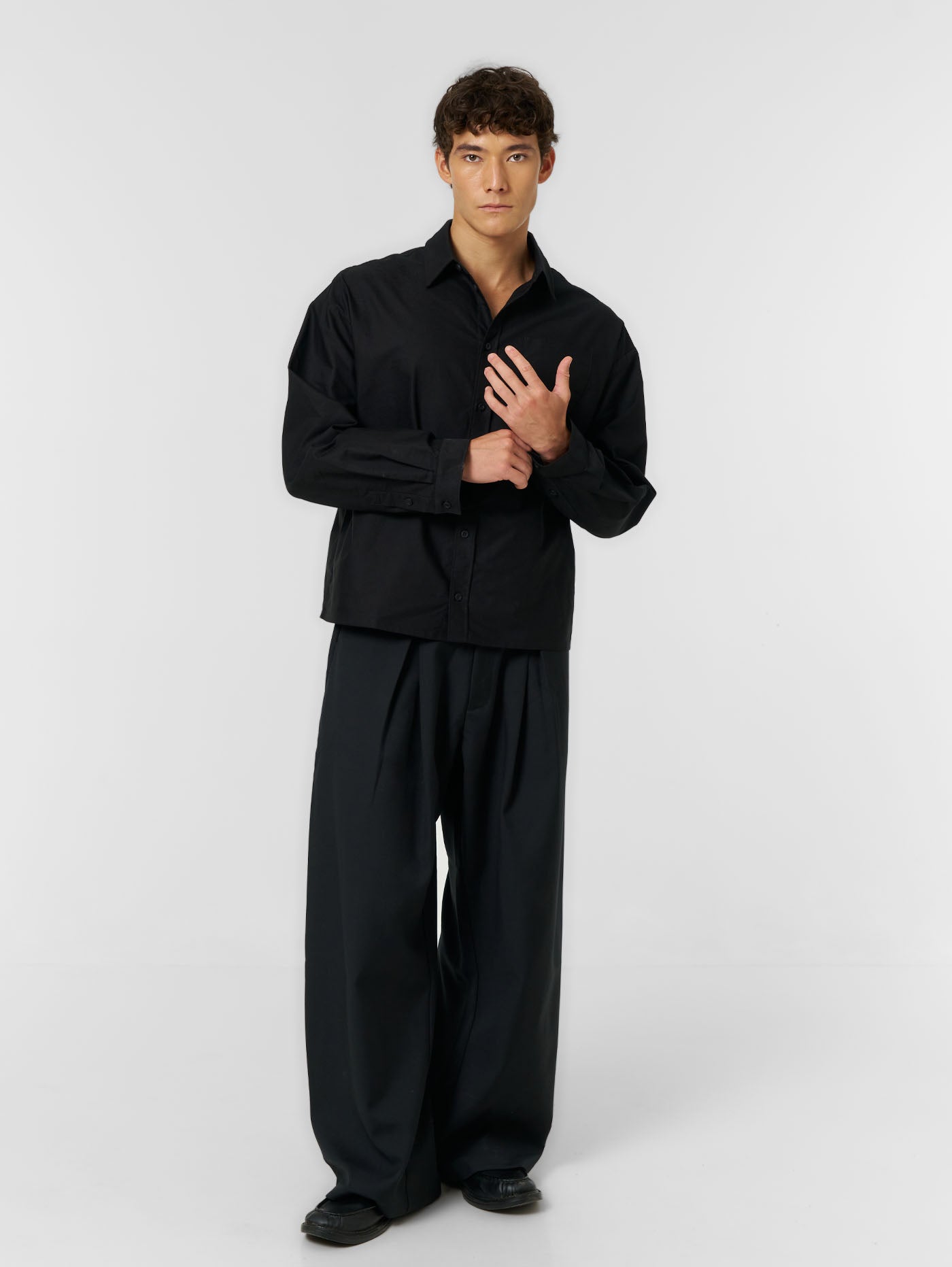 Korean Pleated Suit Pants Black