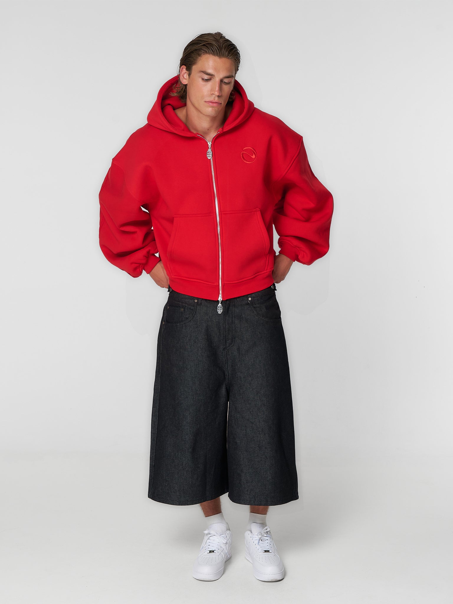Rail Zip Hoodie Red