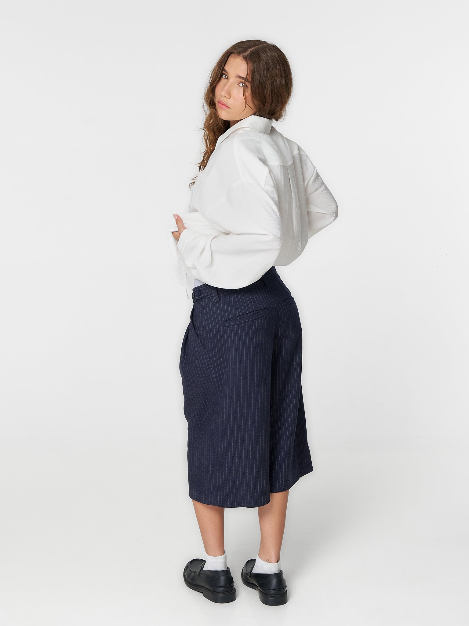 Pinstriped Suit Shorts Navy