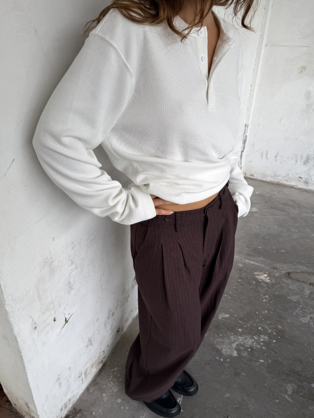 Pinstriped Suit Pants Brown