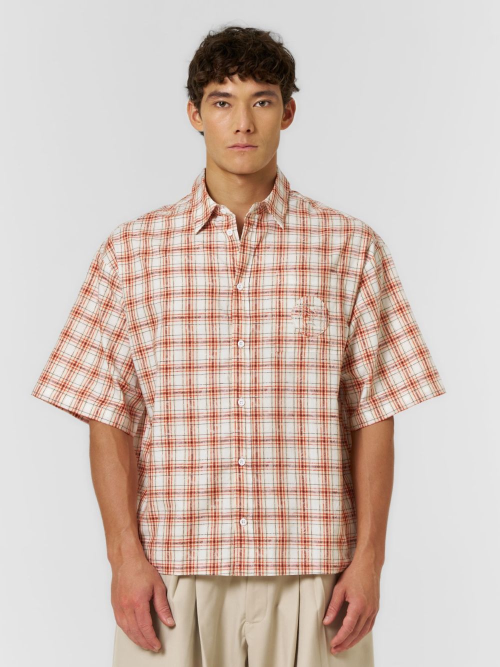 Cloud Check Shirt Orange/White