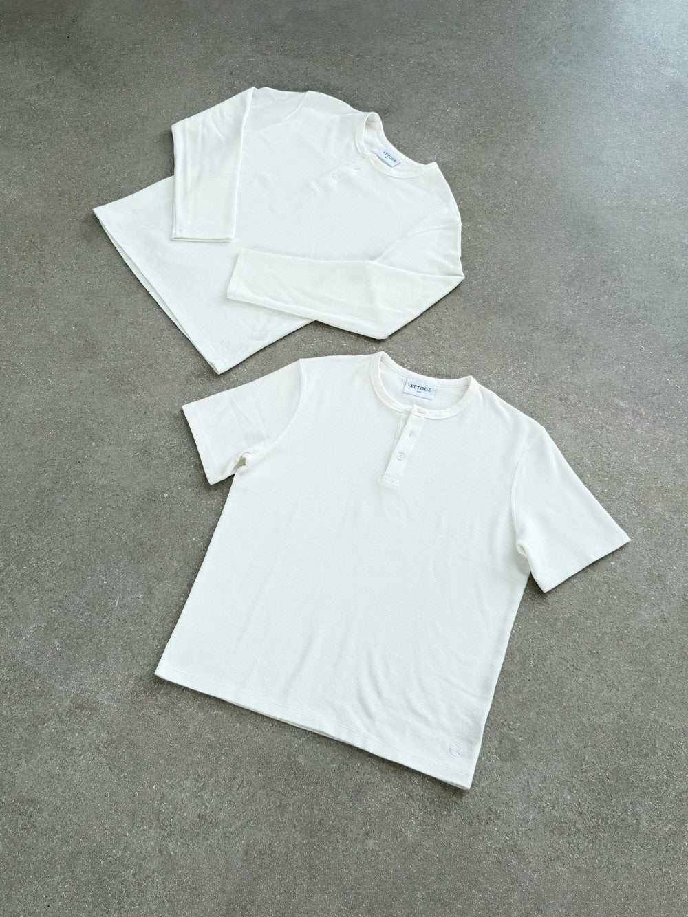 Waffle Henley L/S White