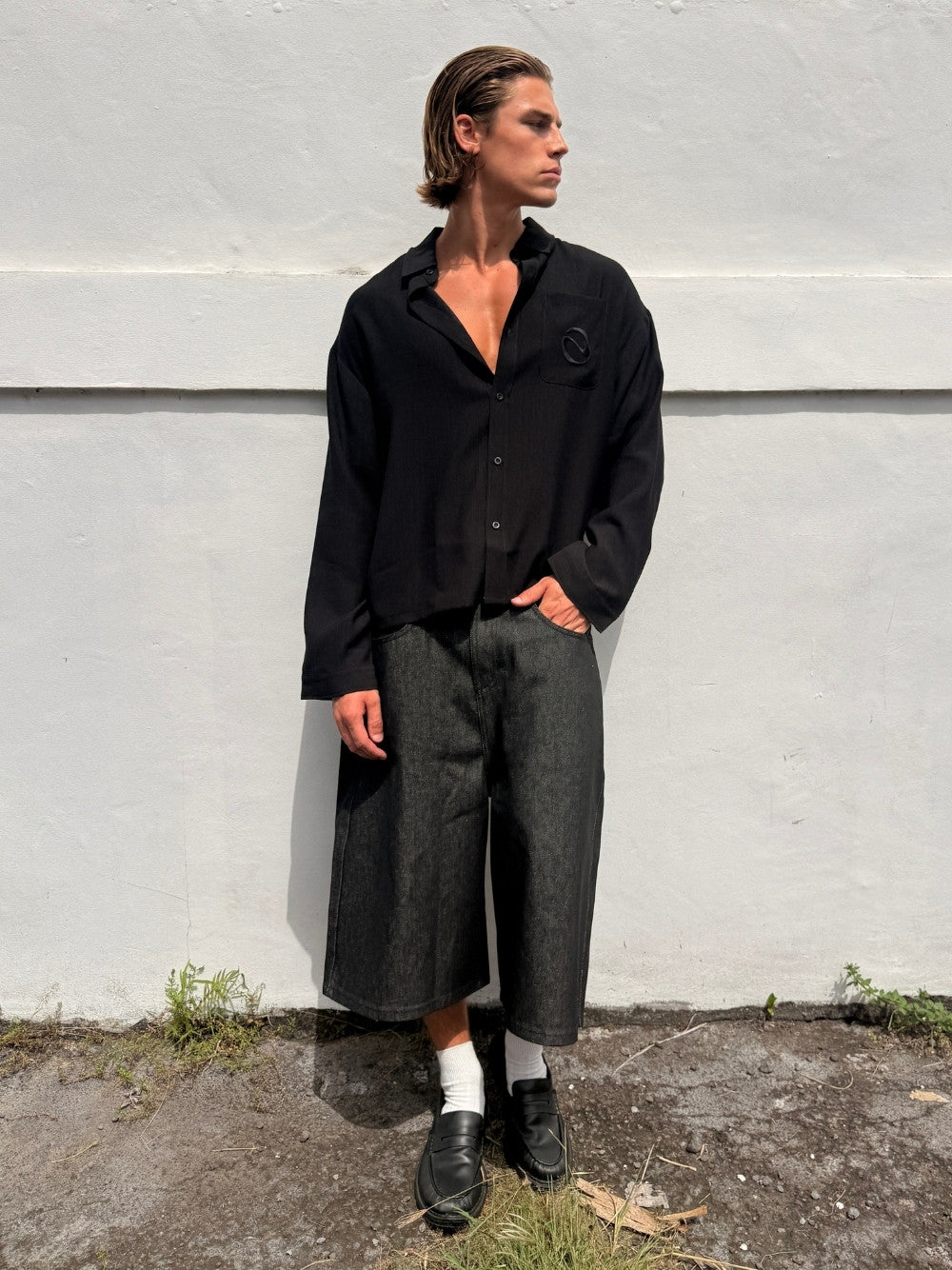 Raw Denim Shorts Charcoal