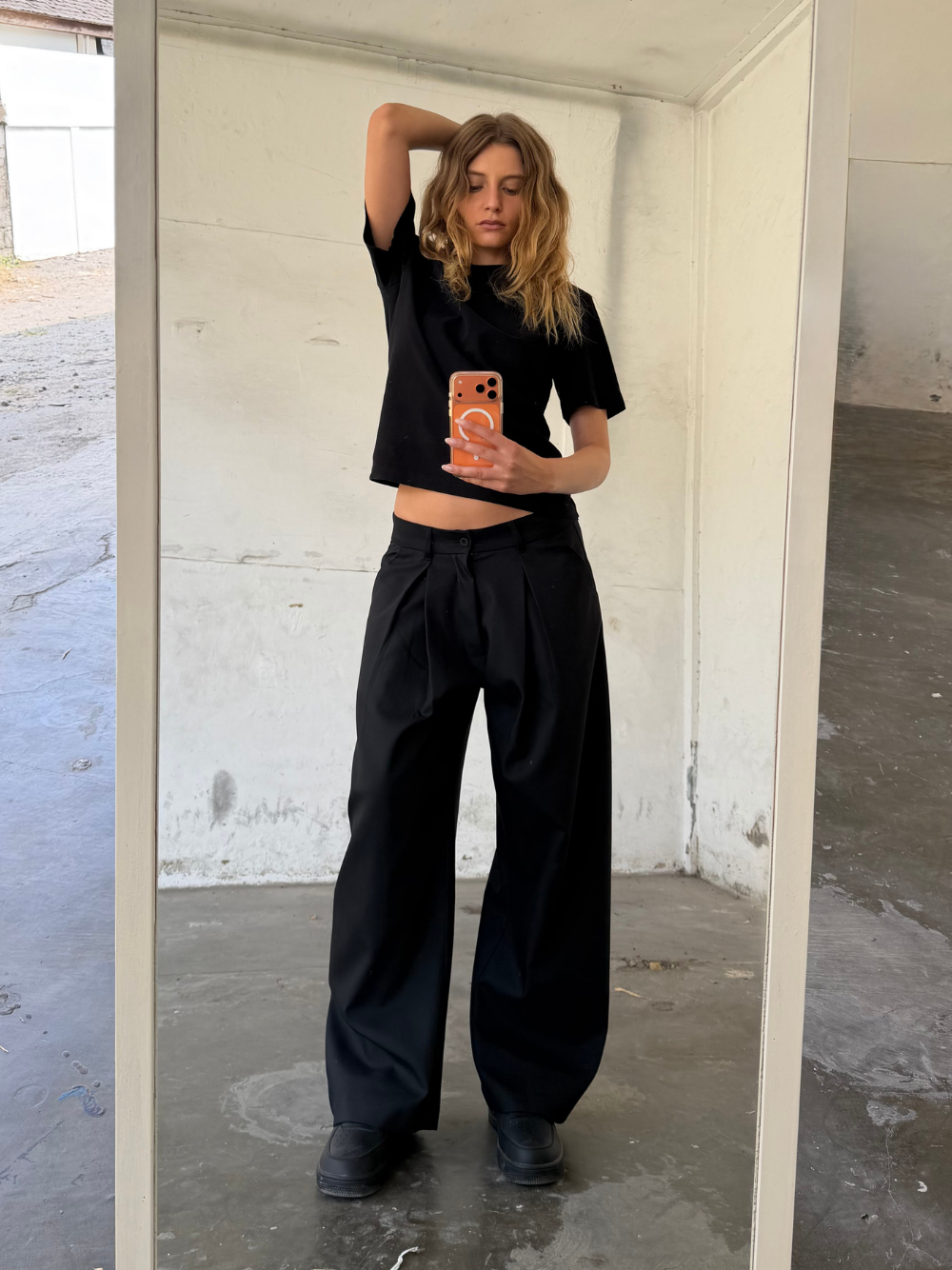Korean Pleated Suit Pants Black