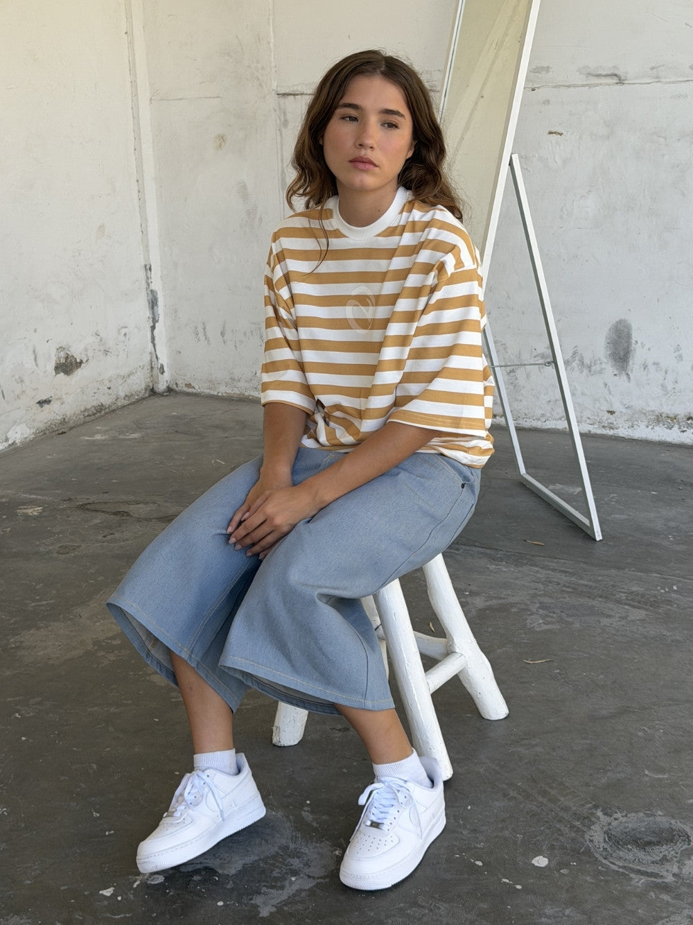 Striped T-Shirt Mustard/Ecru