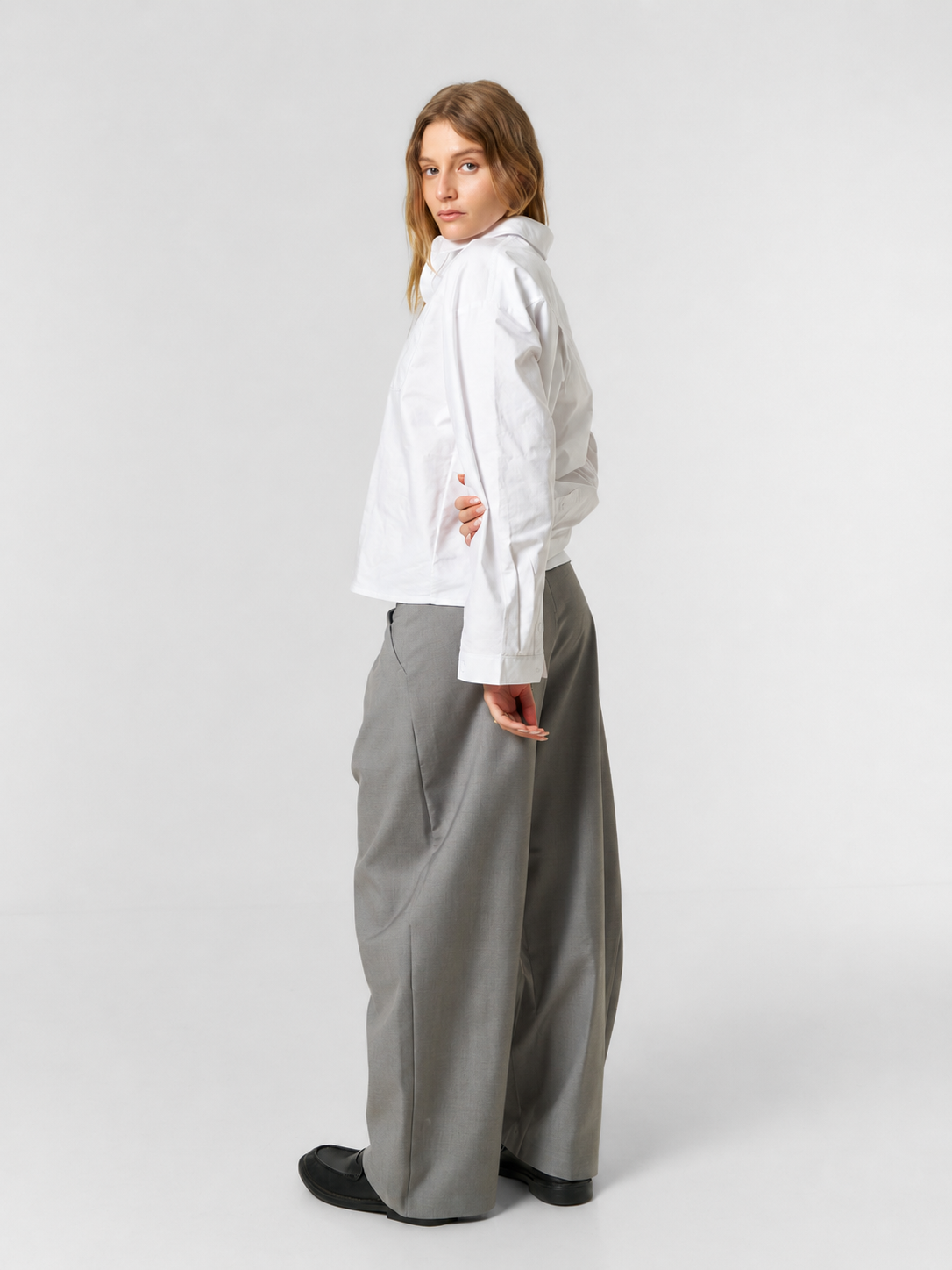Korean Pleated Suit Pants Grey