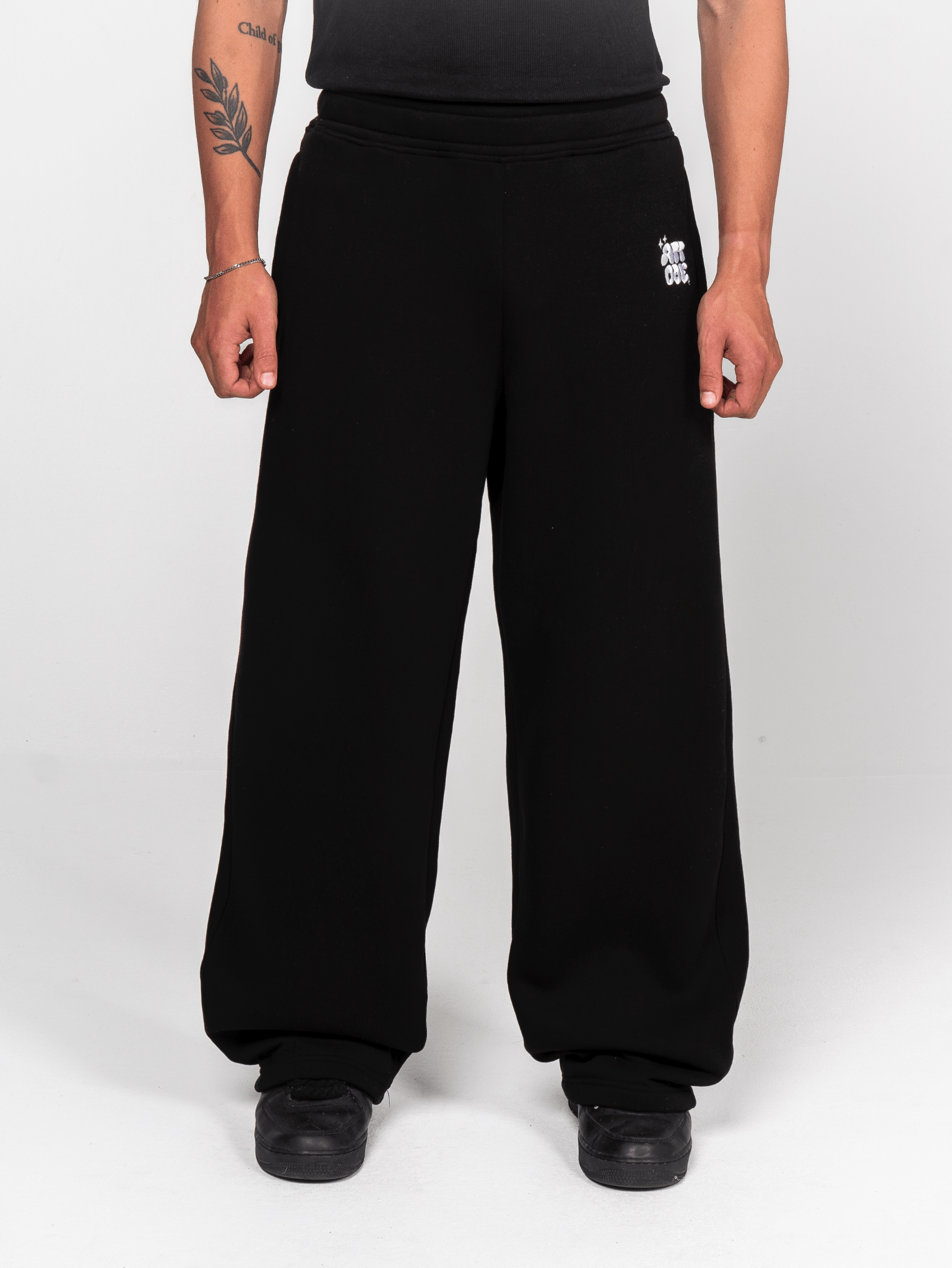 Fluff Wide Leg Sweatpants Black - ATTODE