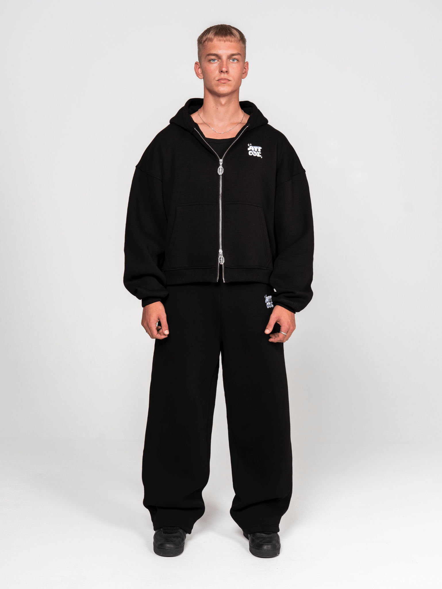 Fluff Wide Leg Sweatpants Black - ATTODE
