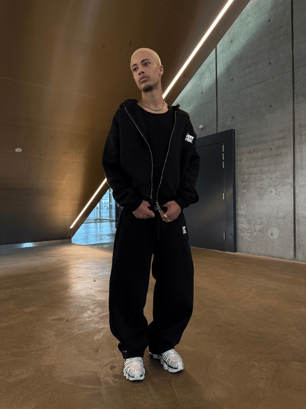 Fluff Wide Leg Sweatpants Black - ATTODE