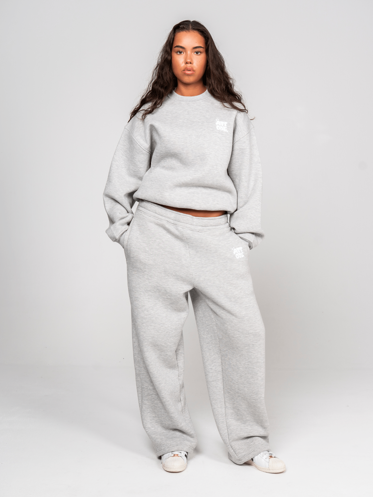Fluff Wide Leg Sweatpants Grey Marl - ATTODE
