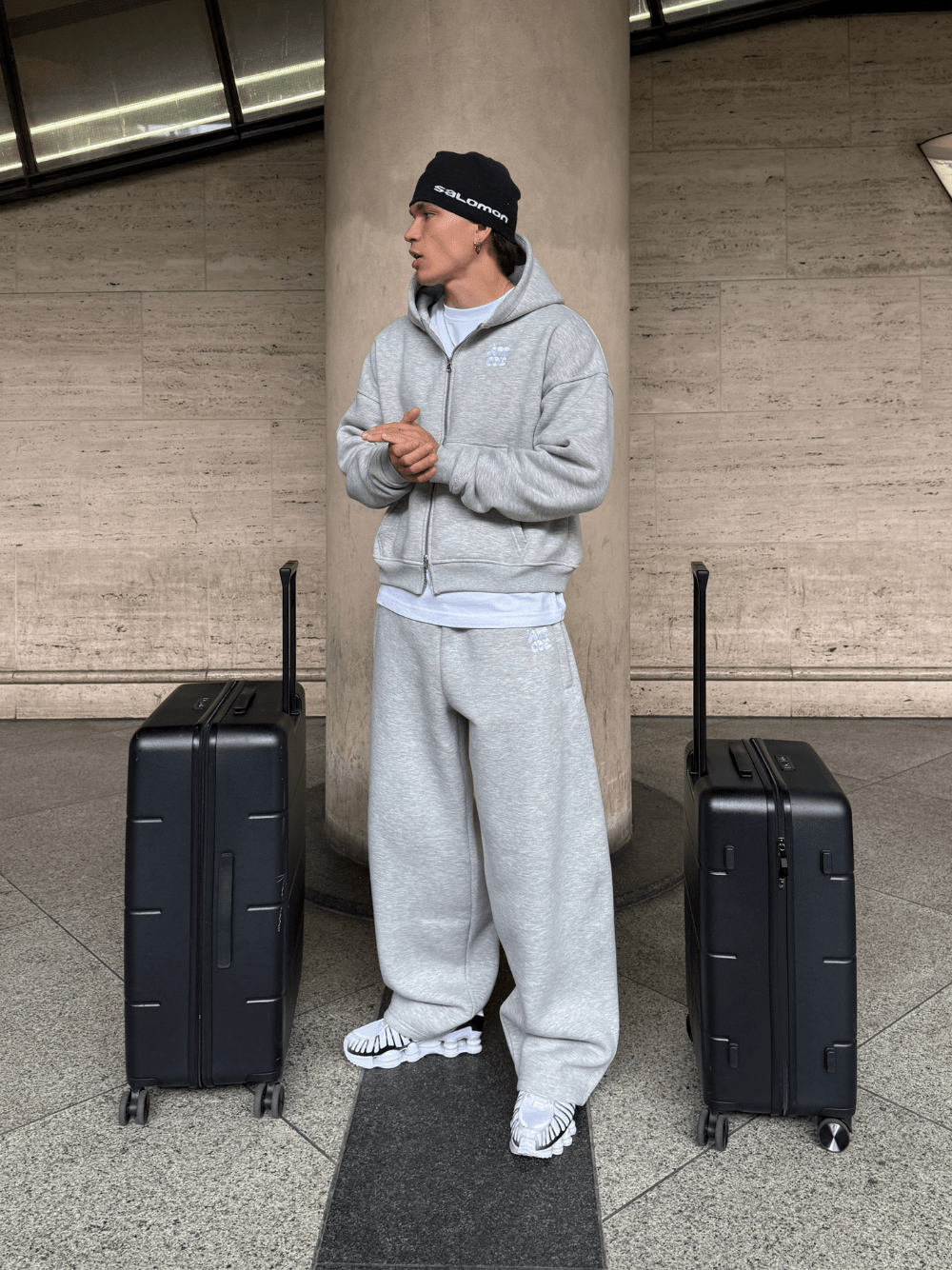 Fluff Wide Leg Sweatpants Grey Marl - ATTODE