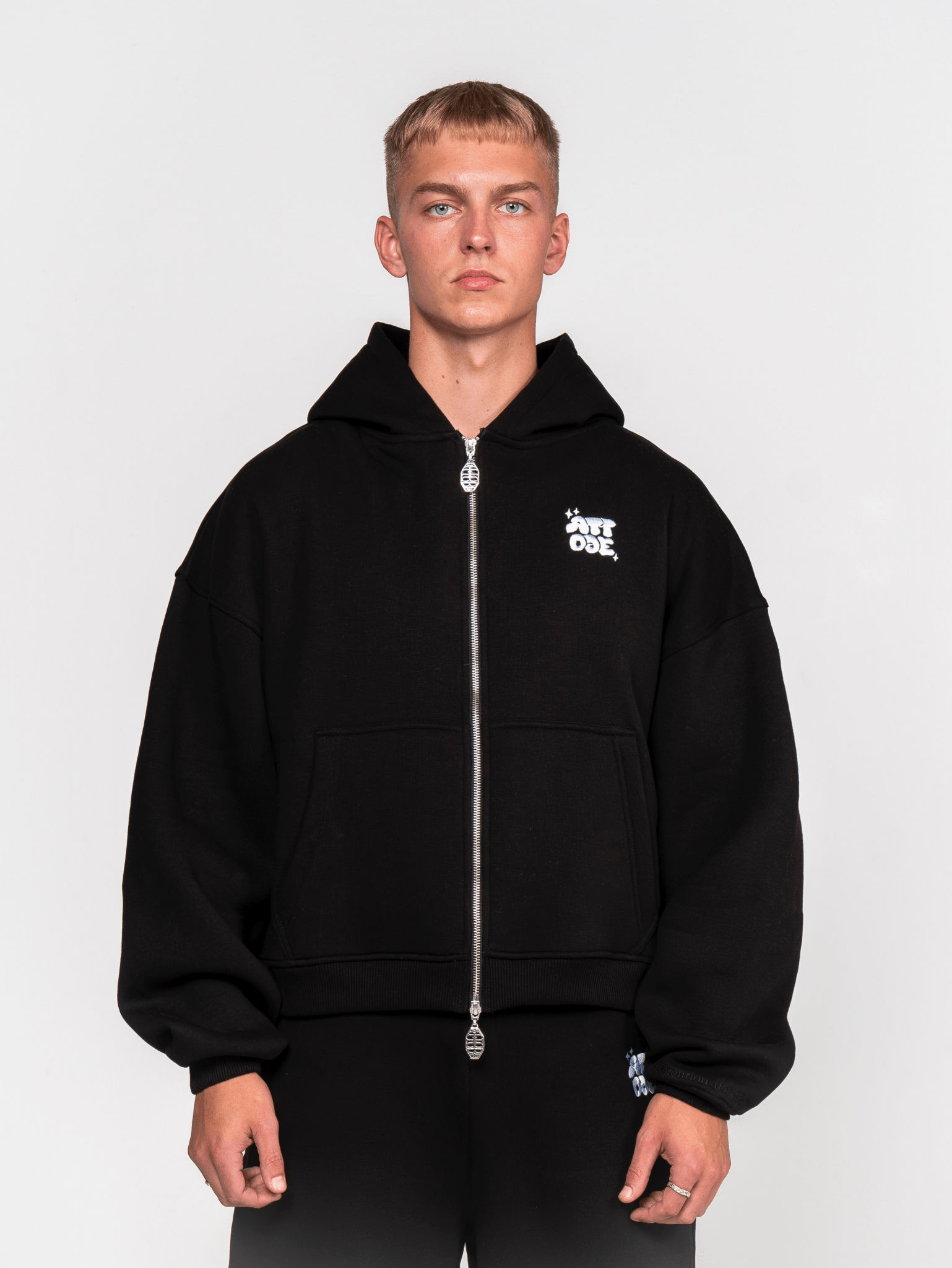 Fluff Zip Hoodie Black - ATTODE