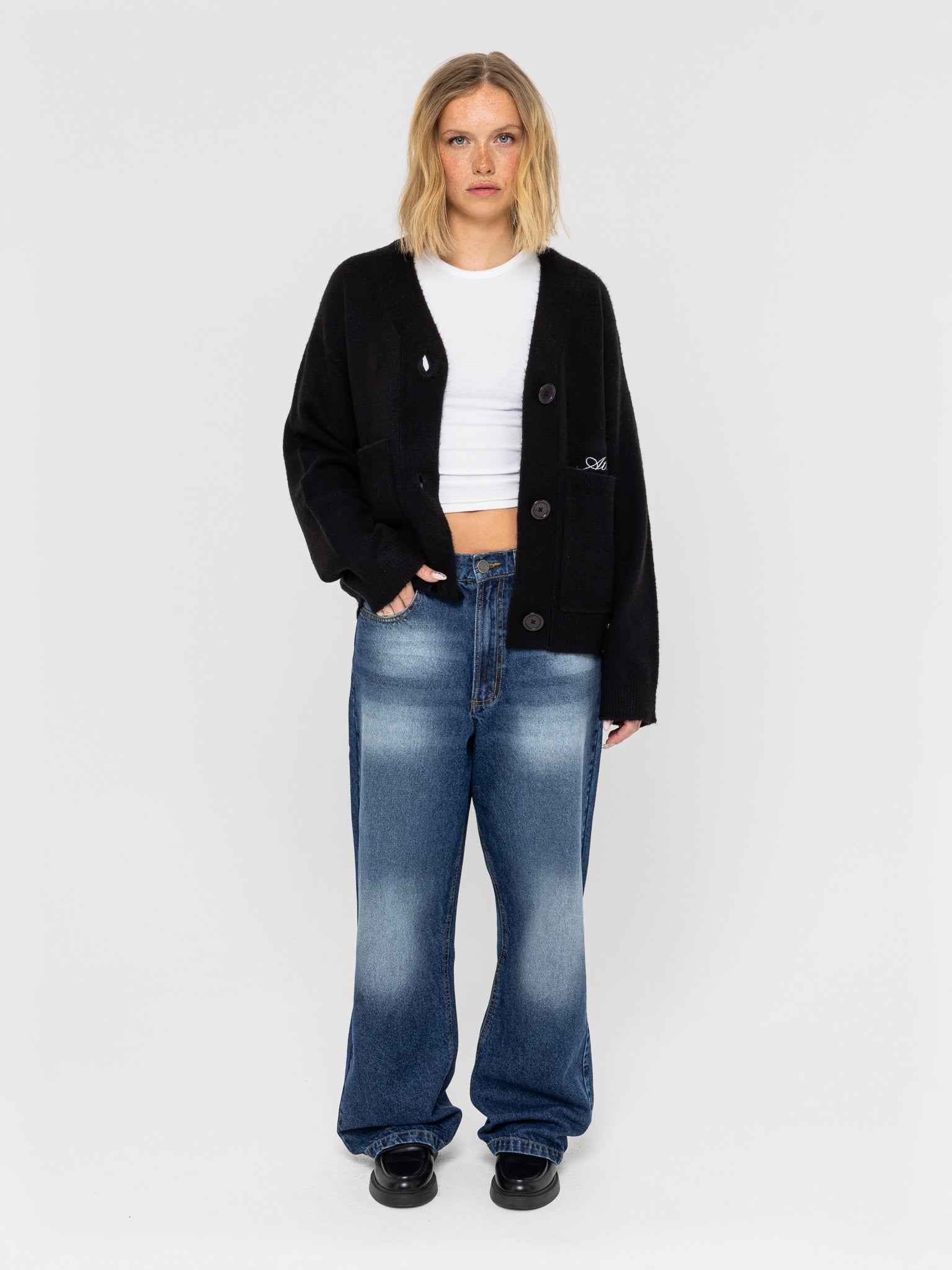 Knitted Cardigan Black - ATTODE