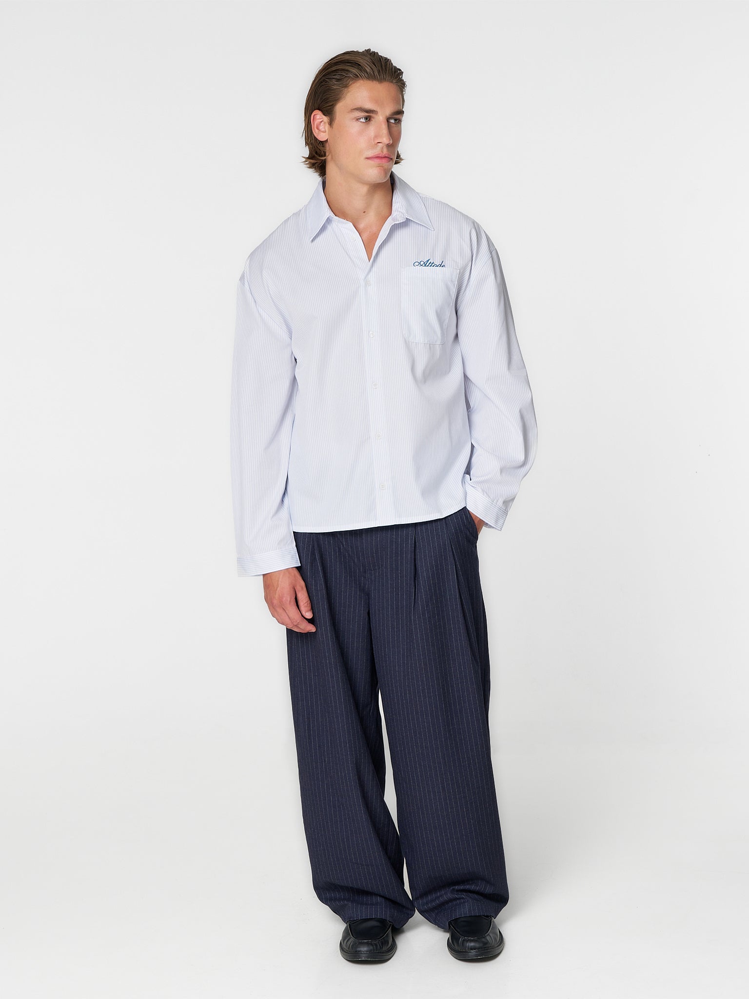Pinstriped Shirt White/Blue - ATTODE
