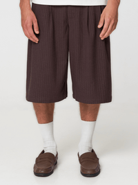 Pinstriped Suit Shorts Brown
