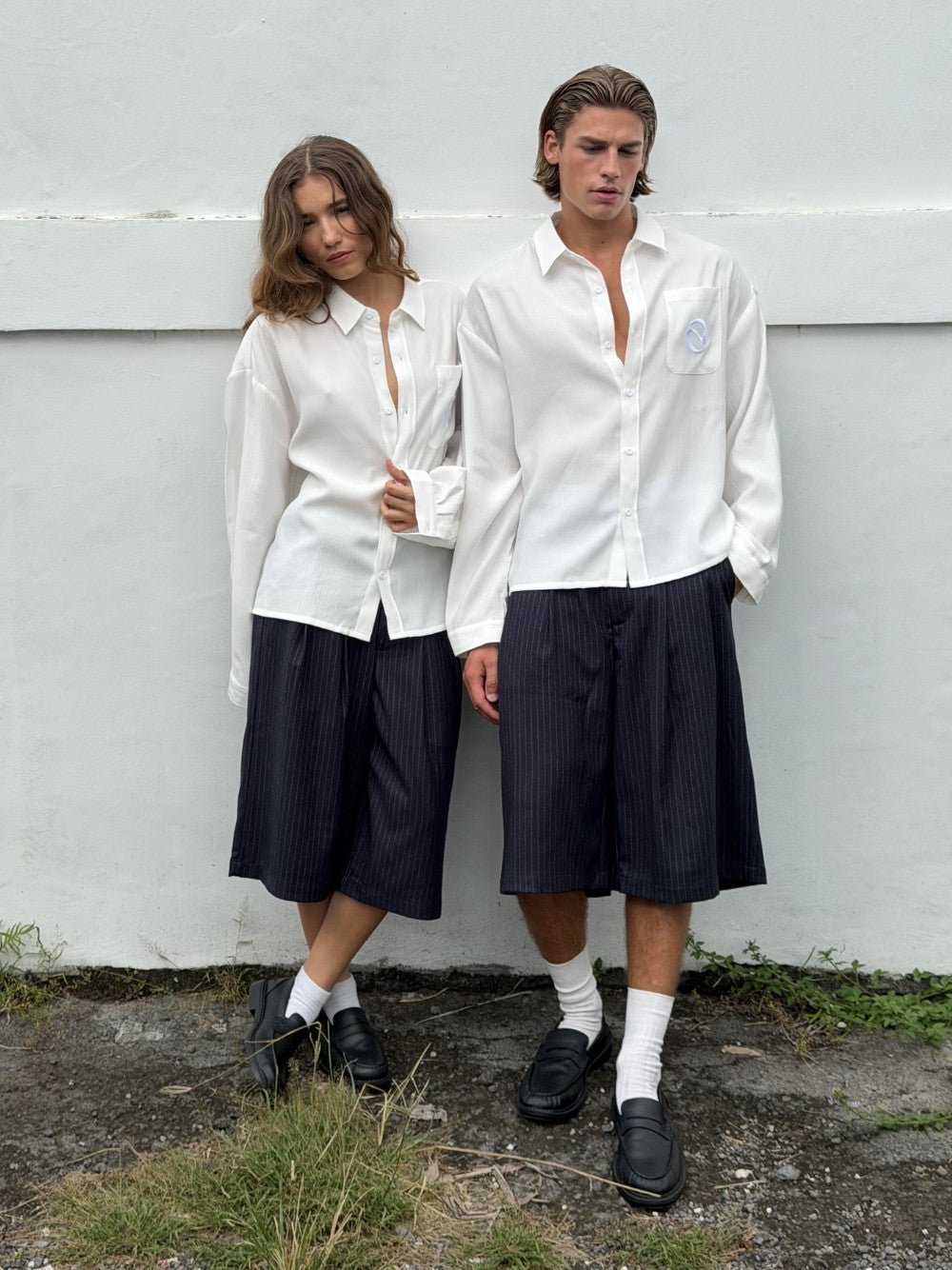 Pinstriped Suit Shorts Navy - ATTODE