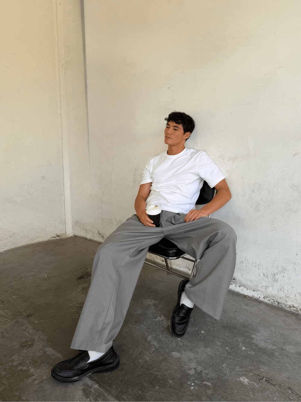 Plain Fitted T-shirt White - ATTODE