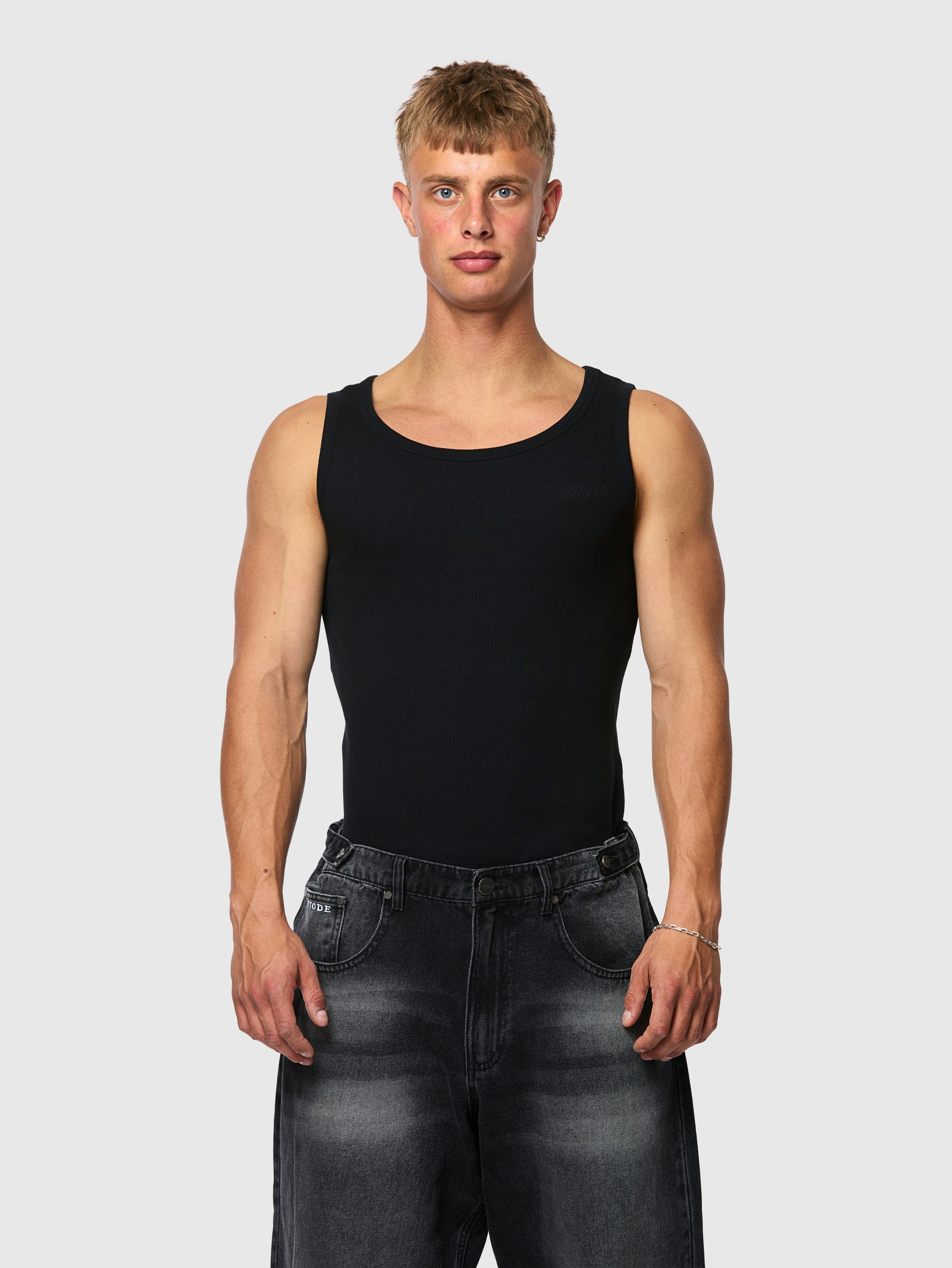 Ribbed Tank Top Black - ATTODE