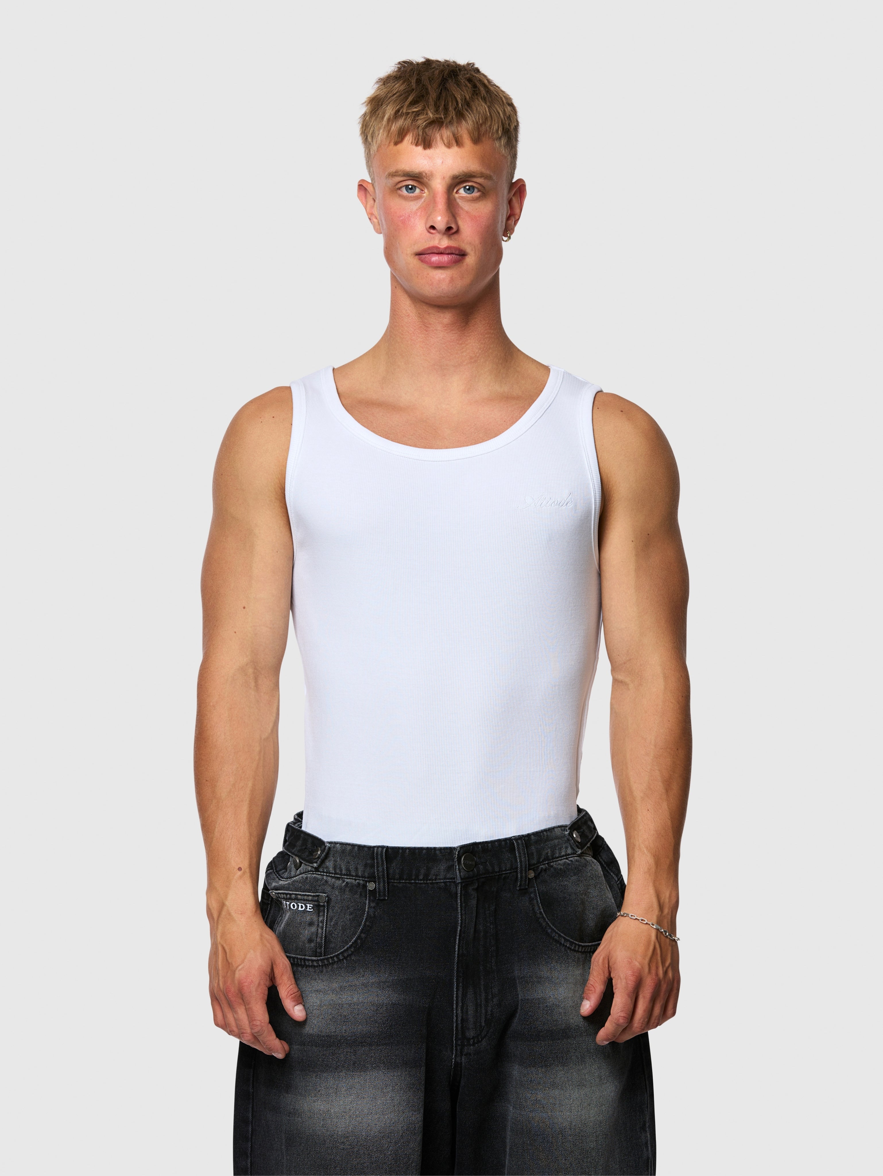 Ribbed Tank Top White - ATTODE