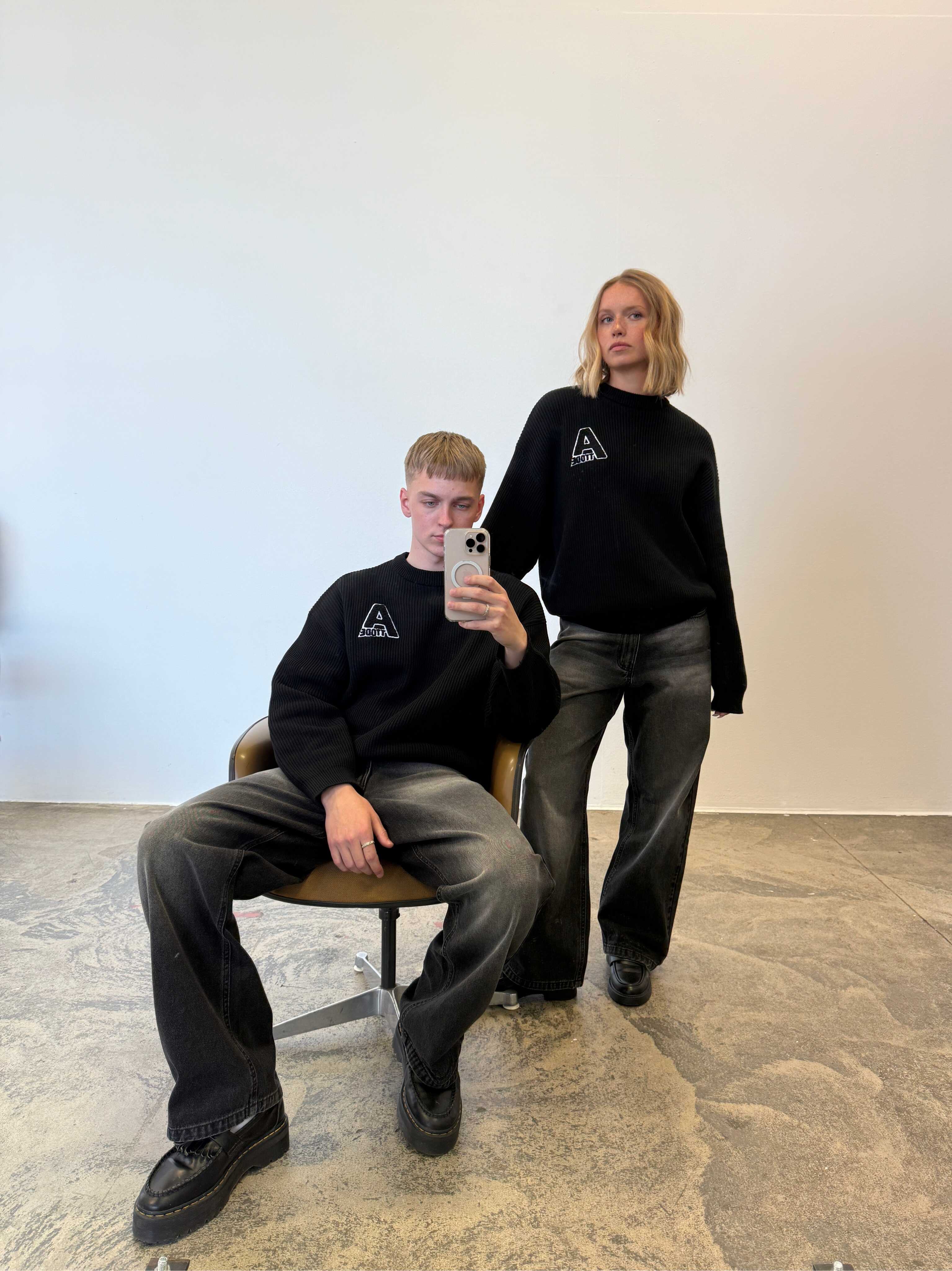 Wide Leg Denim Jeans Black - ATTODE