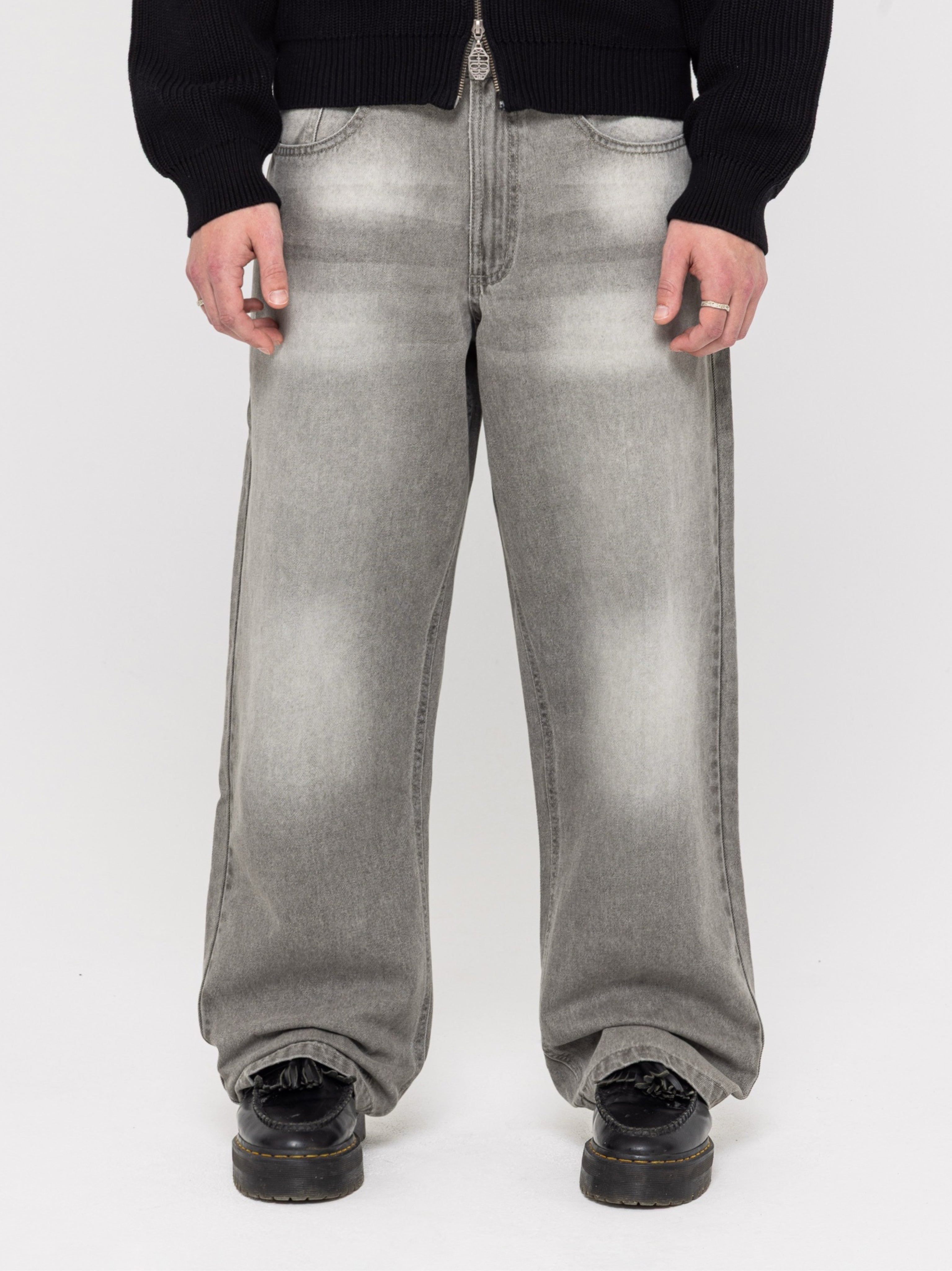 Wide Leg Denim Jeans Grey - ATTODE