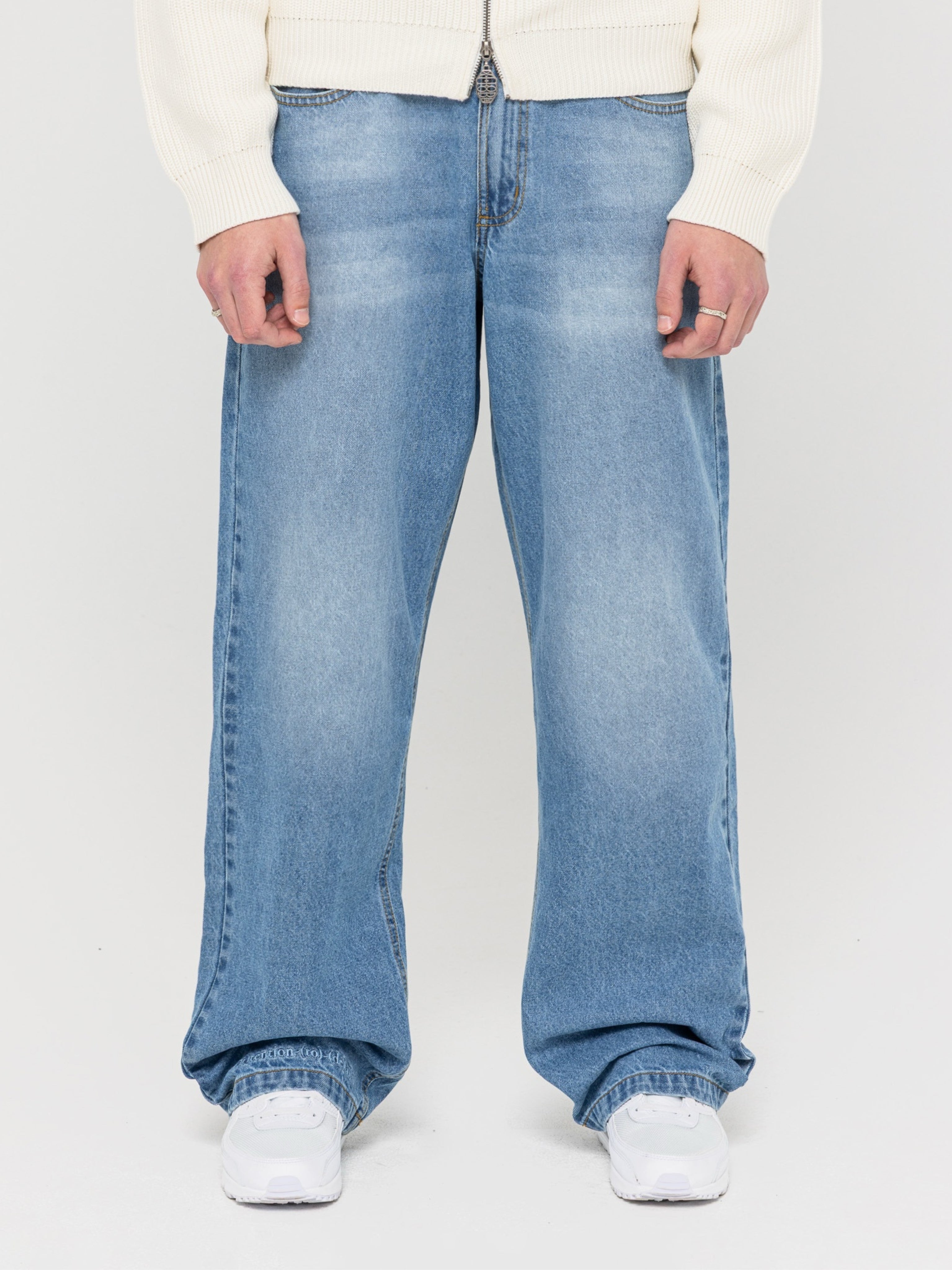 Wide Leg Denim Jeans Light Blue - ATTODE