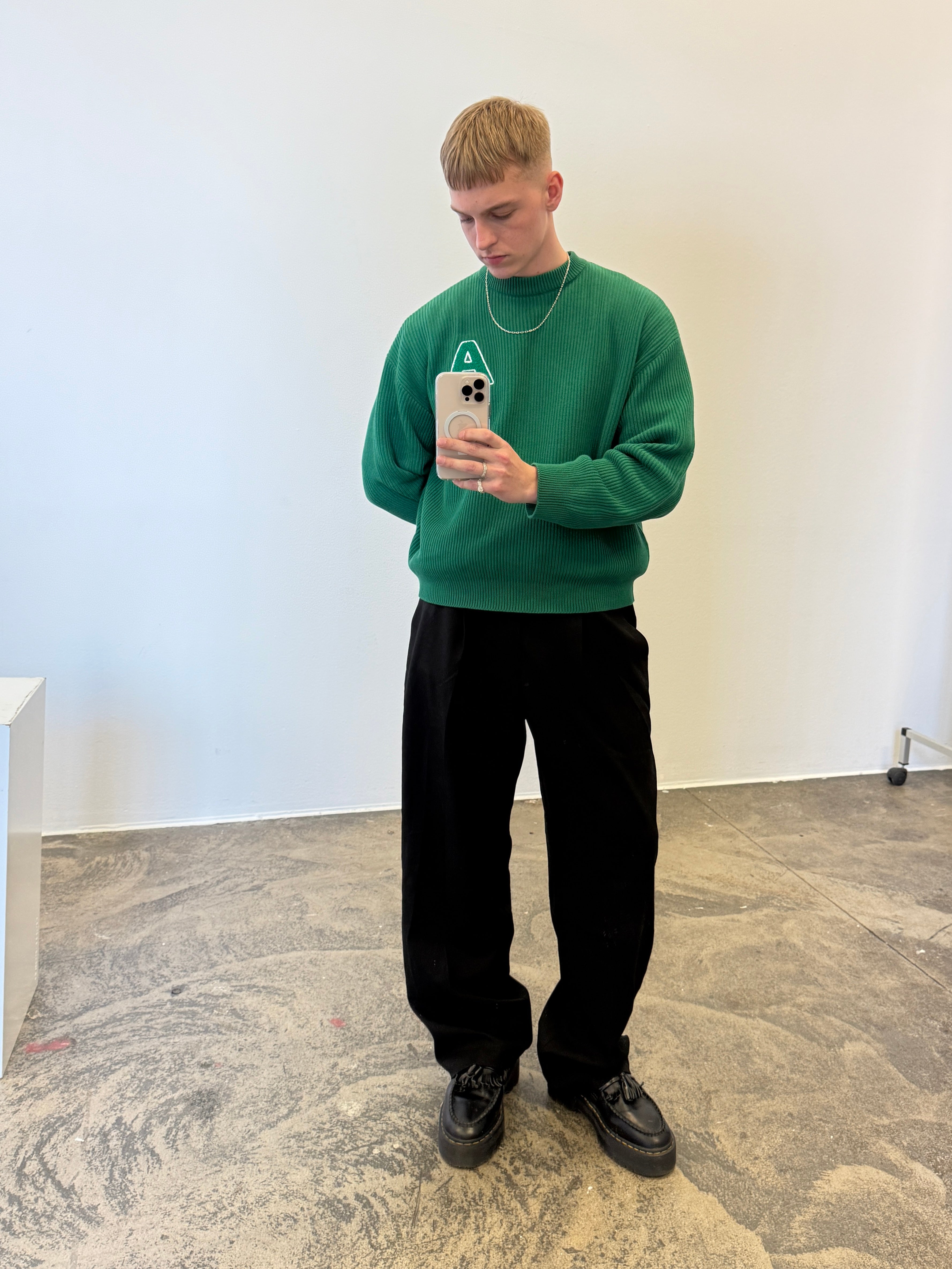 Wide Leg Pleated Suit Pants Black - ATTODE