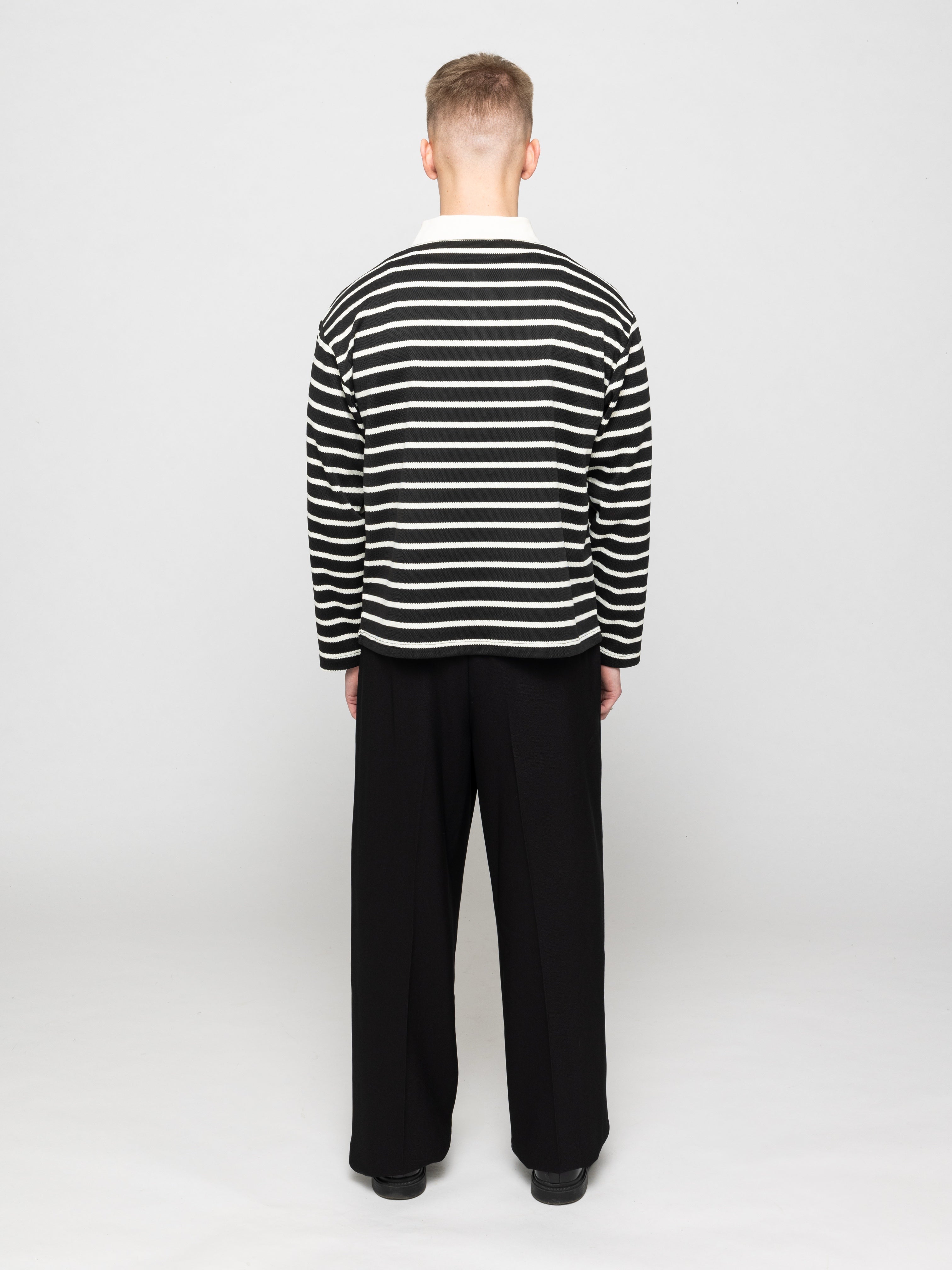 Wide Leg Pleated Suit Pants Black - ATTODE