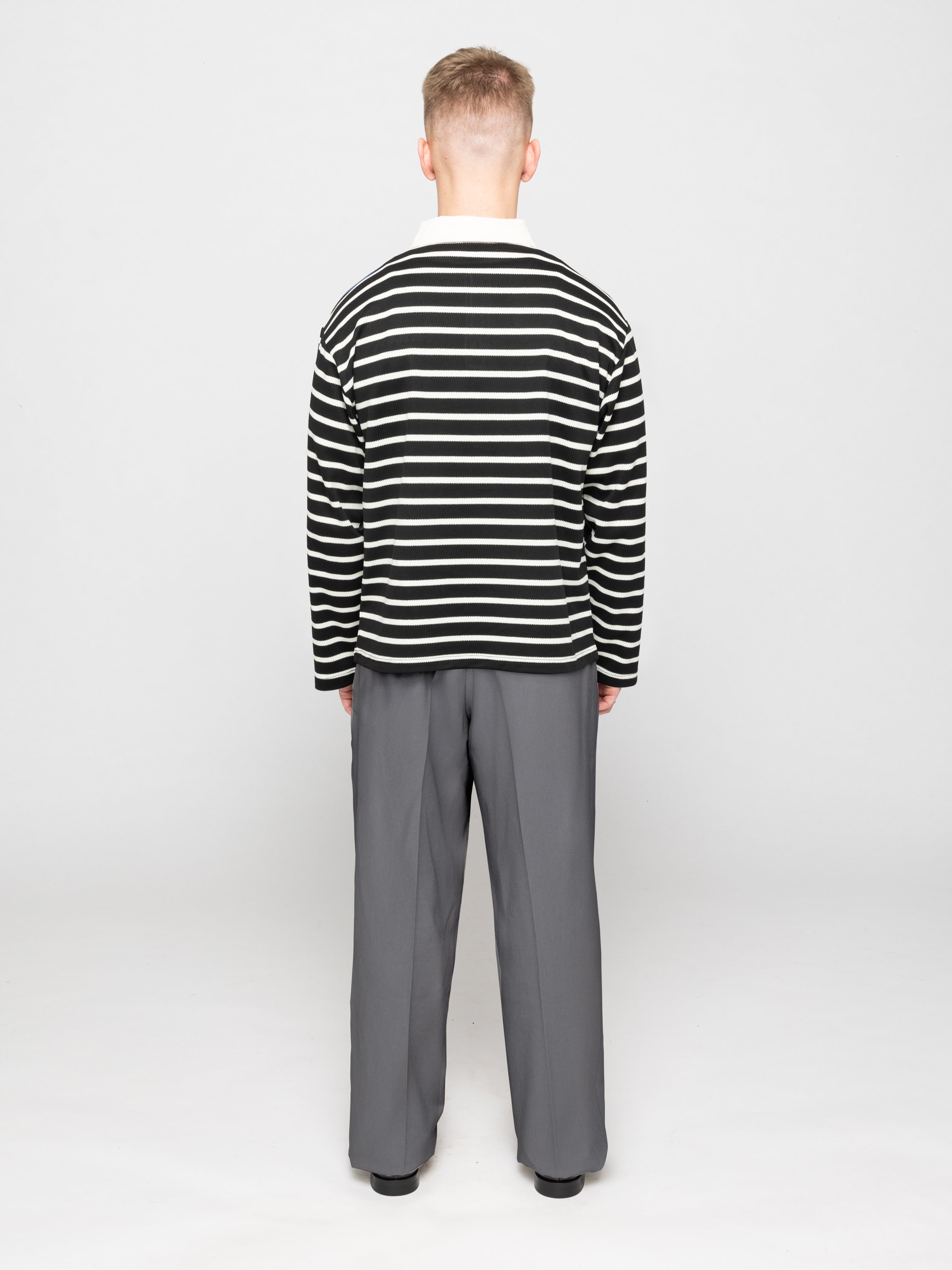 Wide Leg Pleated Suit Pants Grey - ATTODE