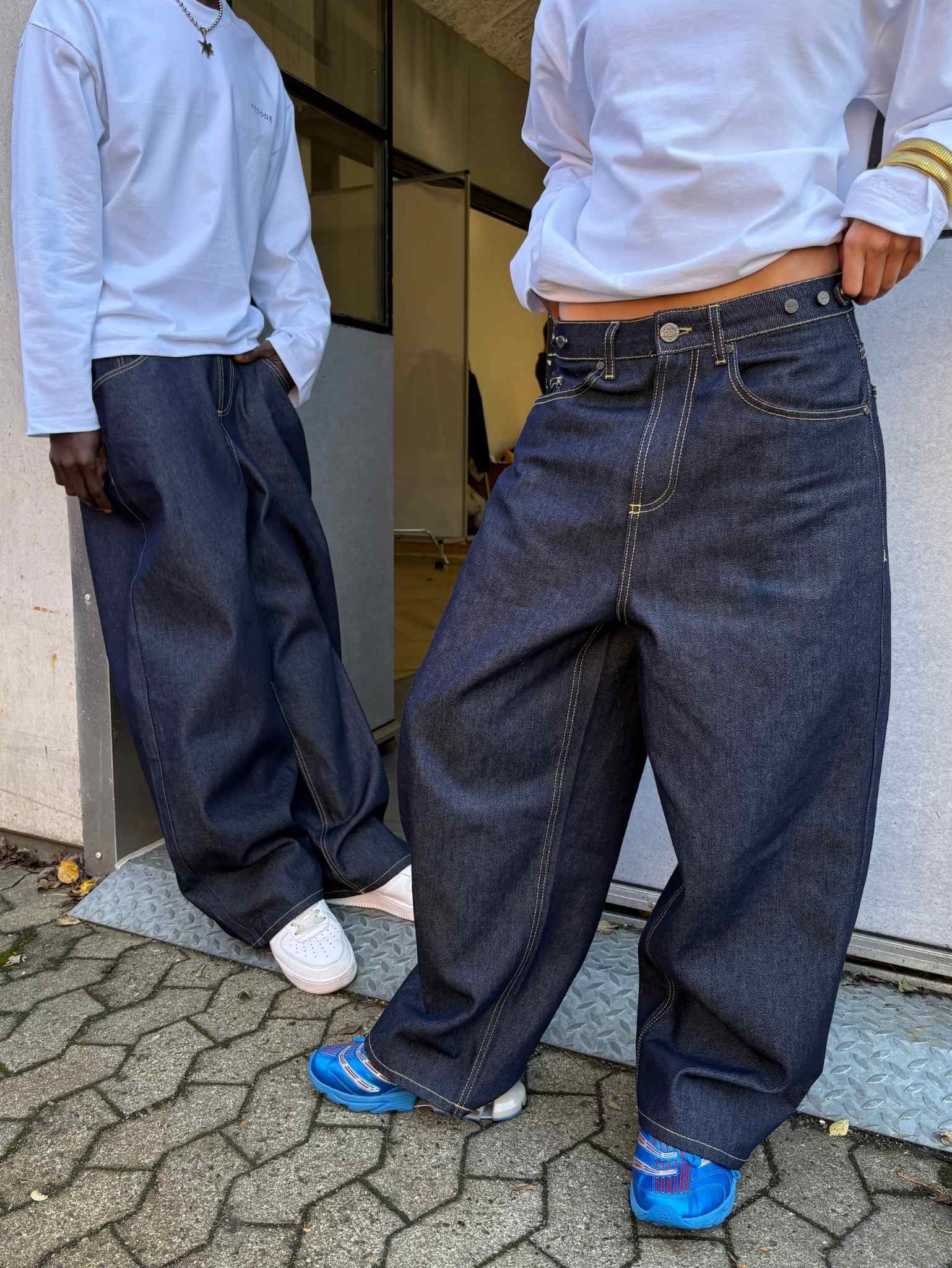 Wide Leg Raw Denim Jeans Indigo Blue - ATTODE