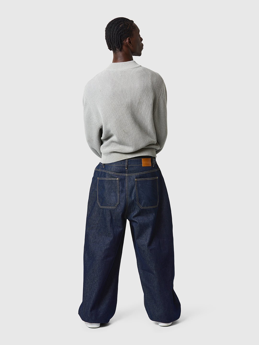 Wide Leg Raw Denim Jeans Indigo Blue - ATTODE