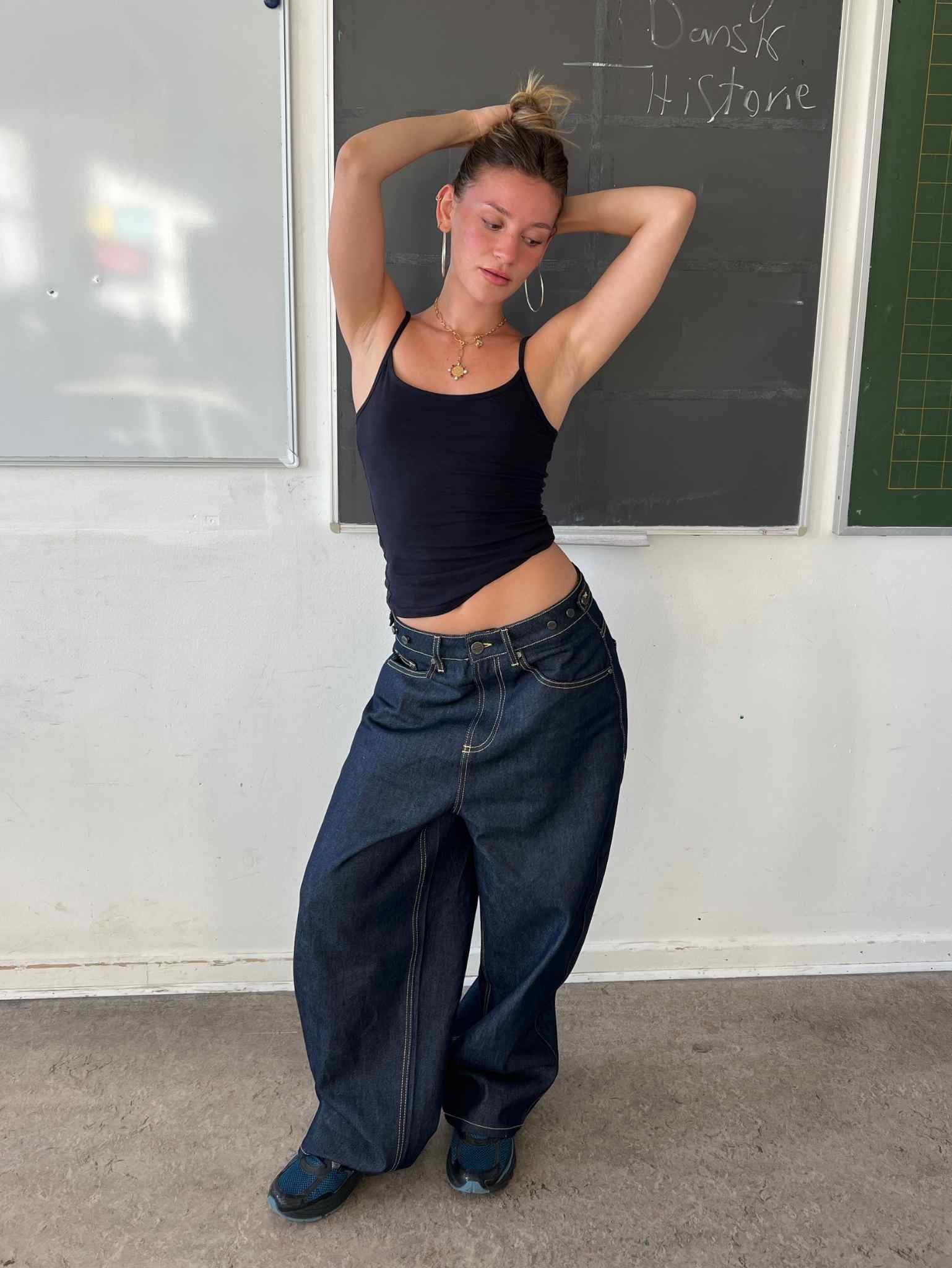 Wide Leg Raw Denim Jeans Indigo Blue - ATTODE