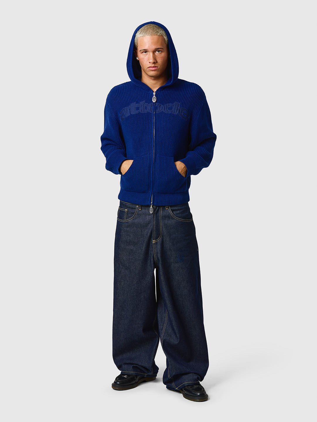 Wide Leg Raw Denim Jeans Navy - ATTODE