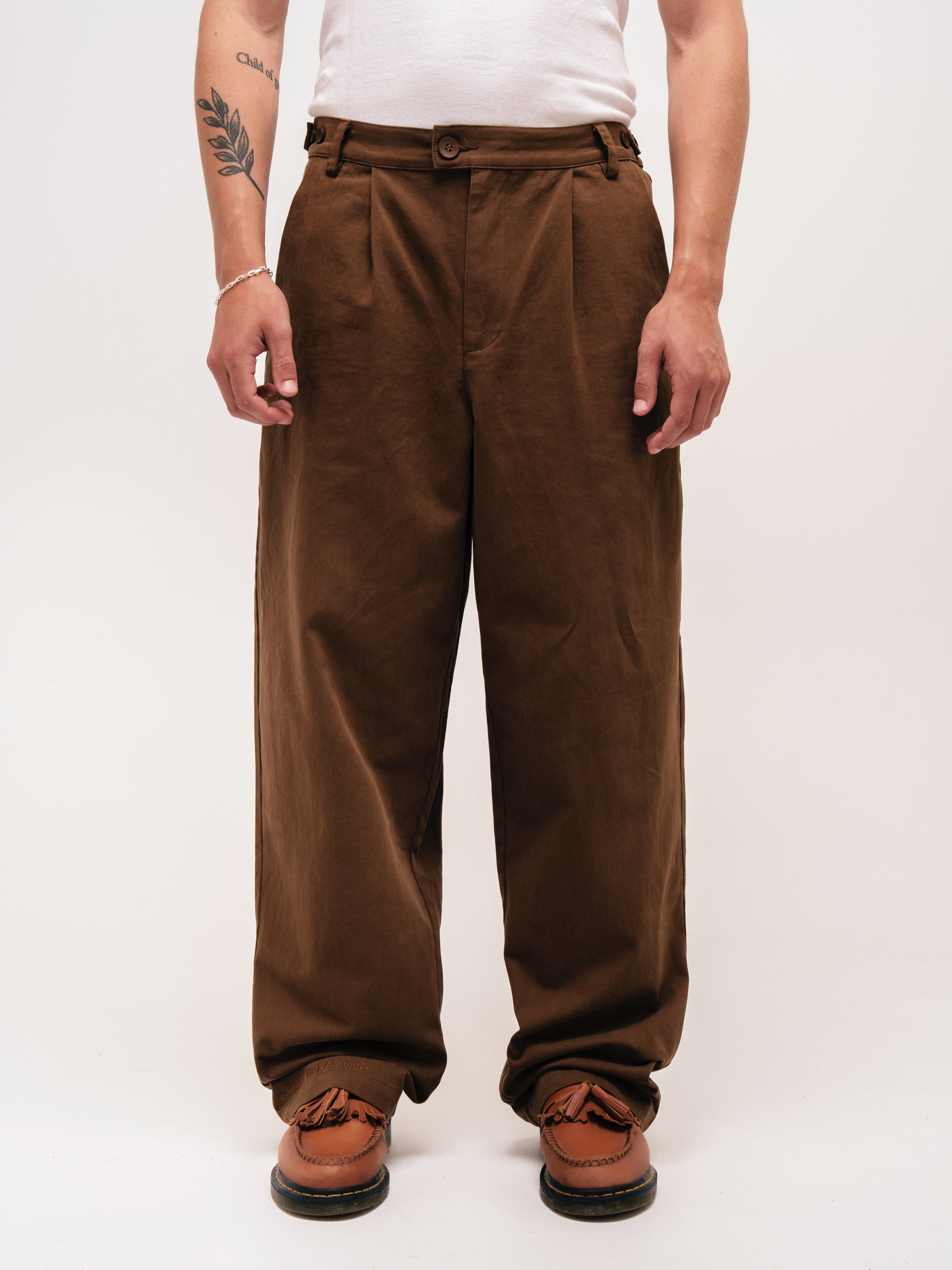 WIDE LEG TROUSERS BROWN - ATTODE