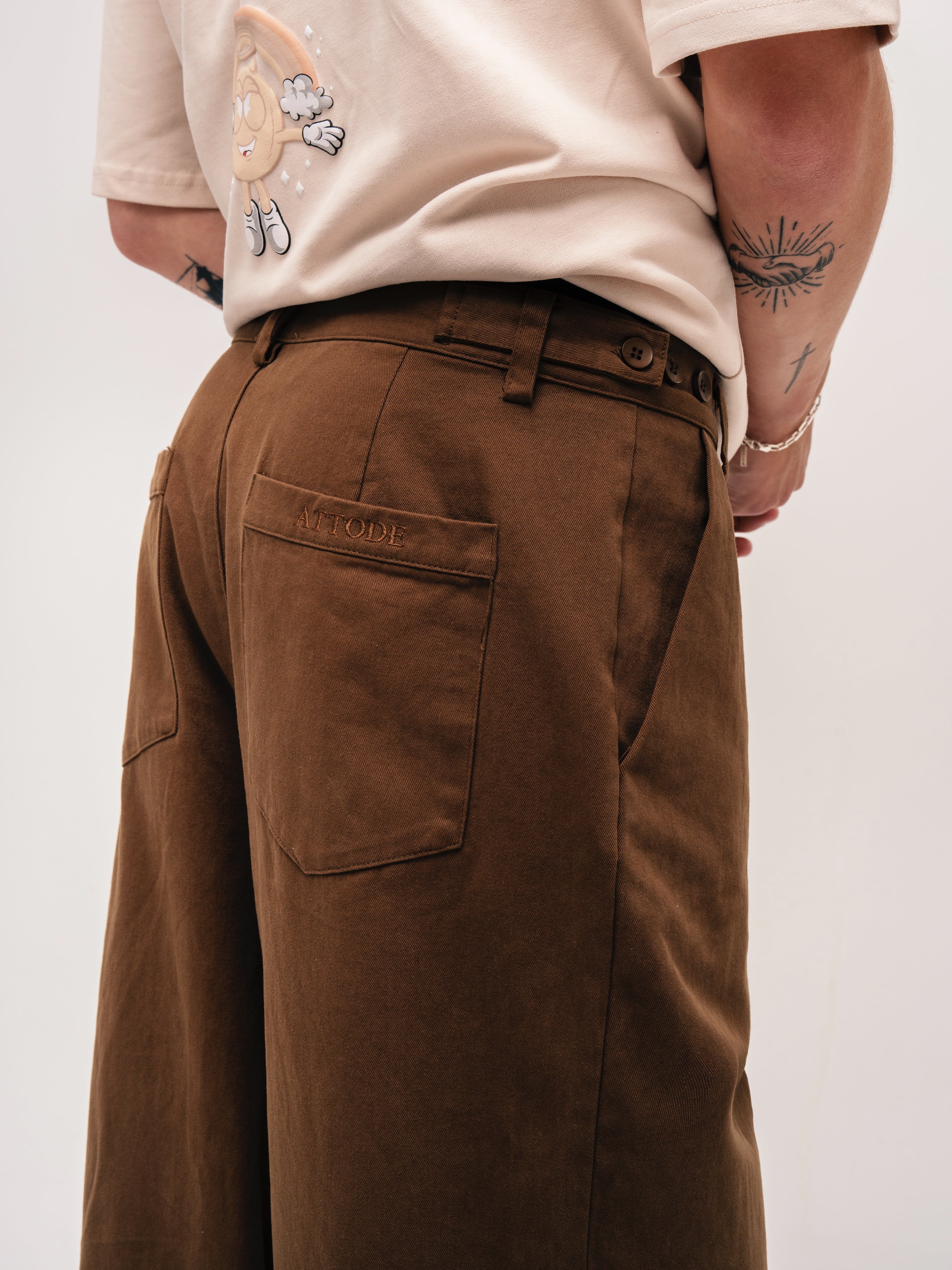 WIDE LEG TROUSERS BROWN - ATTODE