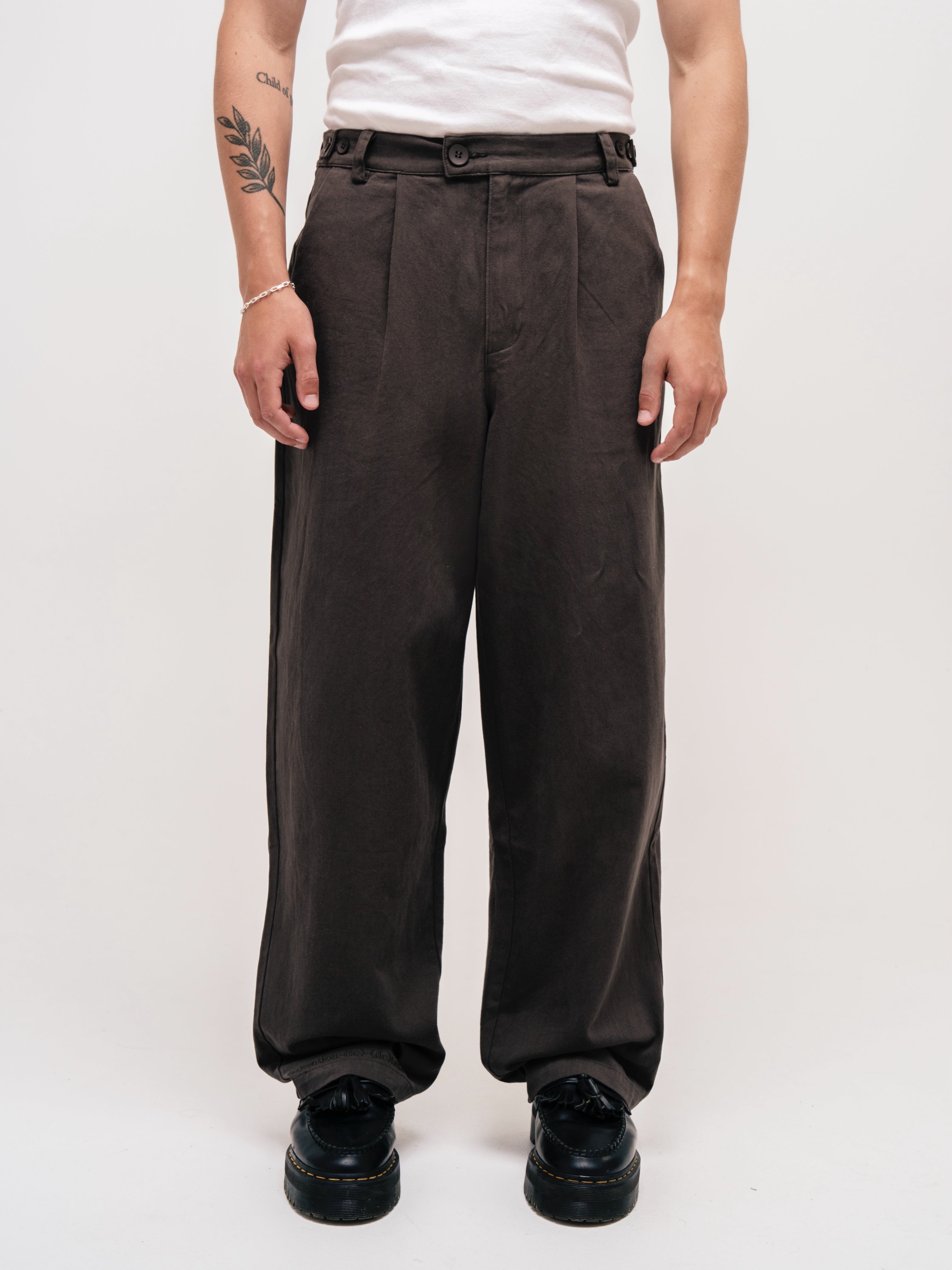 WIDE LEG TROUSERS DARK GREY - ATTODE