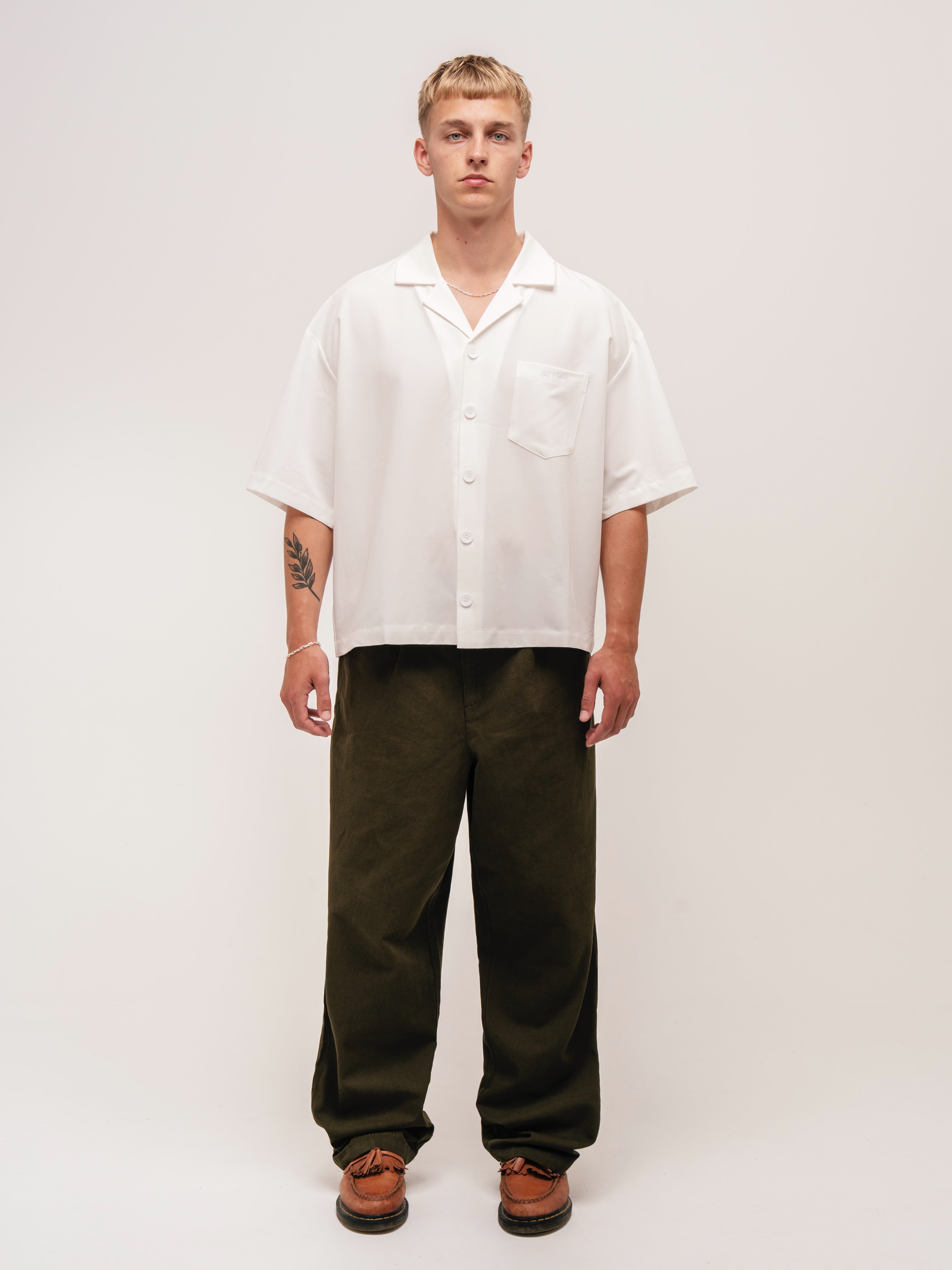 WIDE LEG TROUSERS OLIVE GREEN - ATTODE