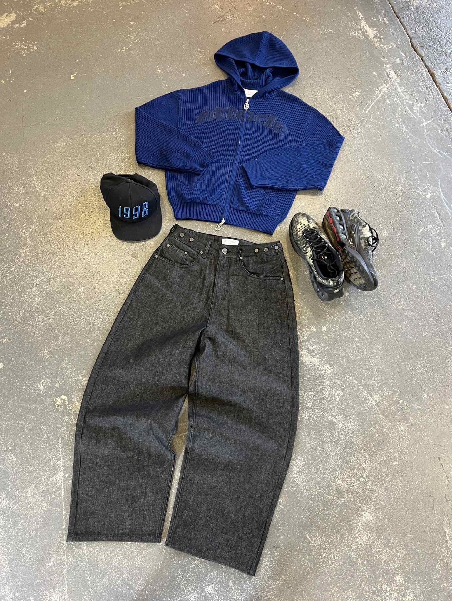 Zip Knit Hoodie Dark Blue - ATTODE