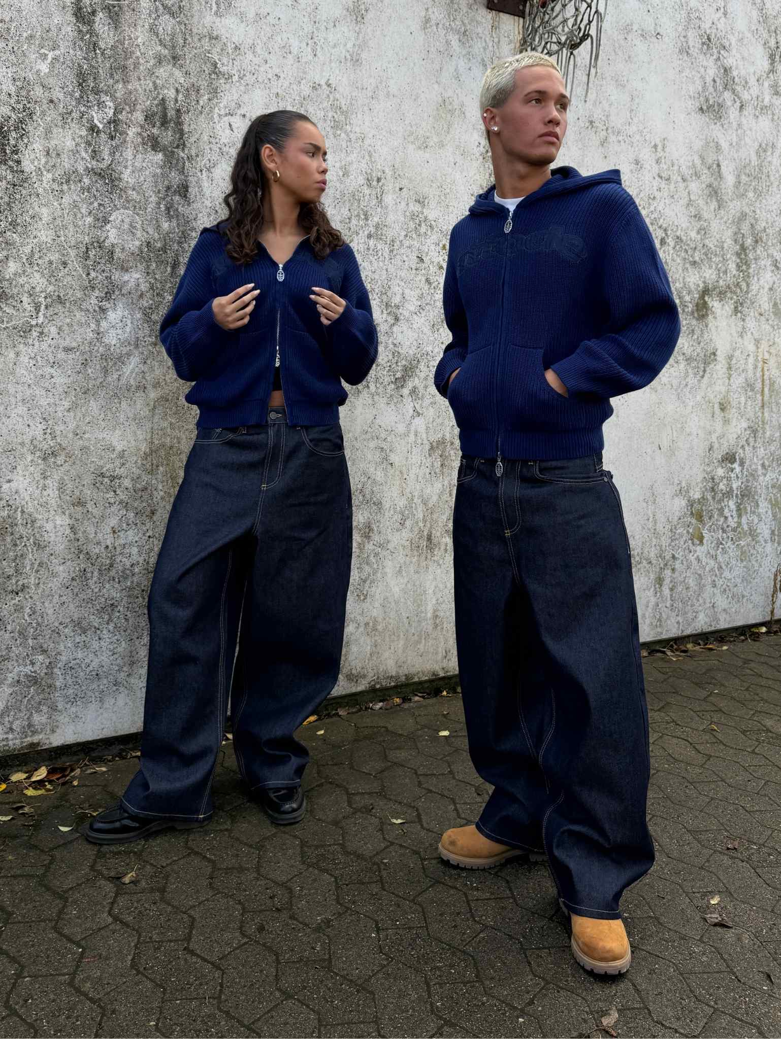 Zip Knit Hoodie Dark Blue - ATTODE