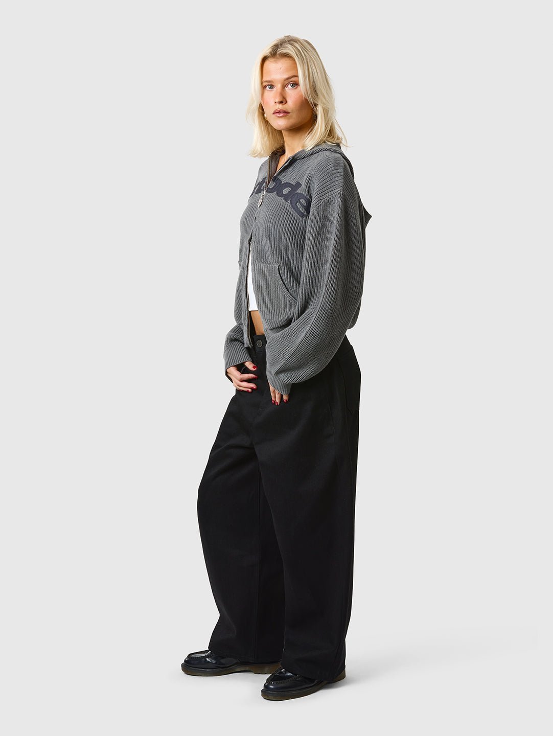 Zip Knit Hoodie Dark Grey - ATTODE