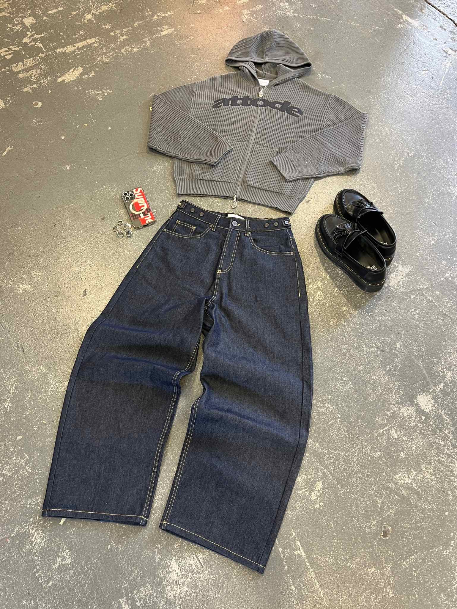 Zip Knit Hoodie Dark Grey - ATTODE