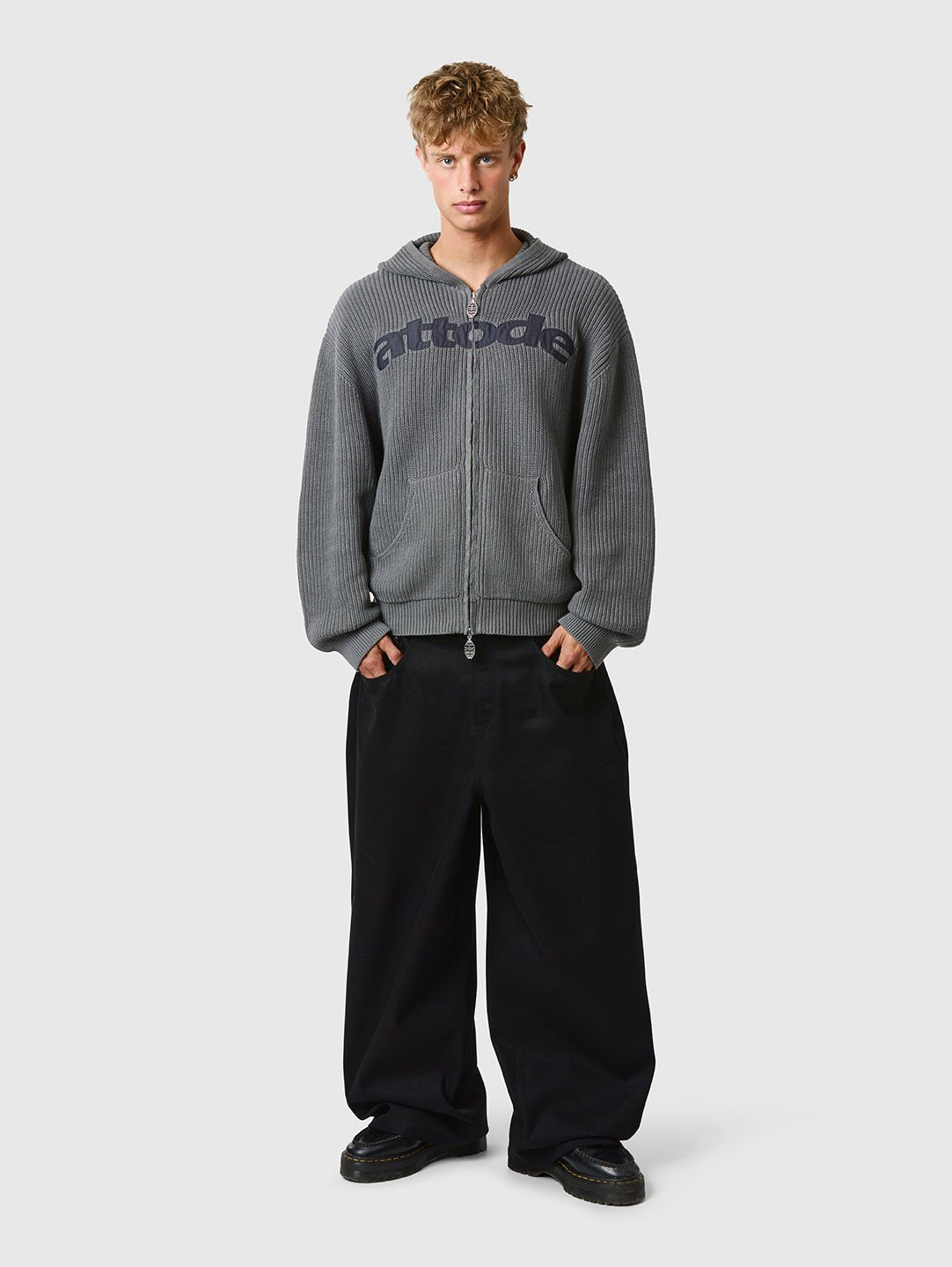 Zip Knit Hoodie Dark Grey - ATTODE