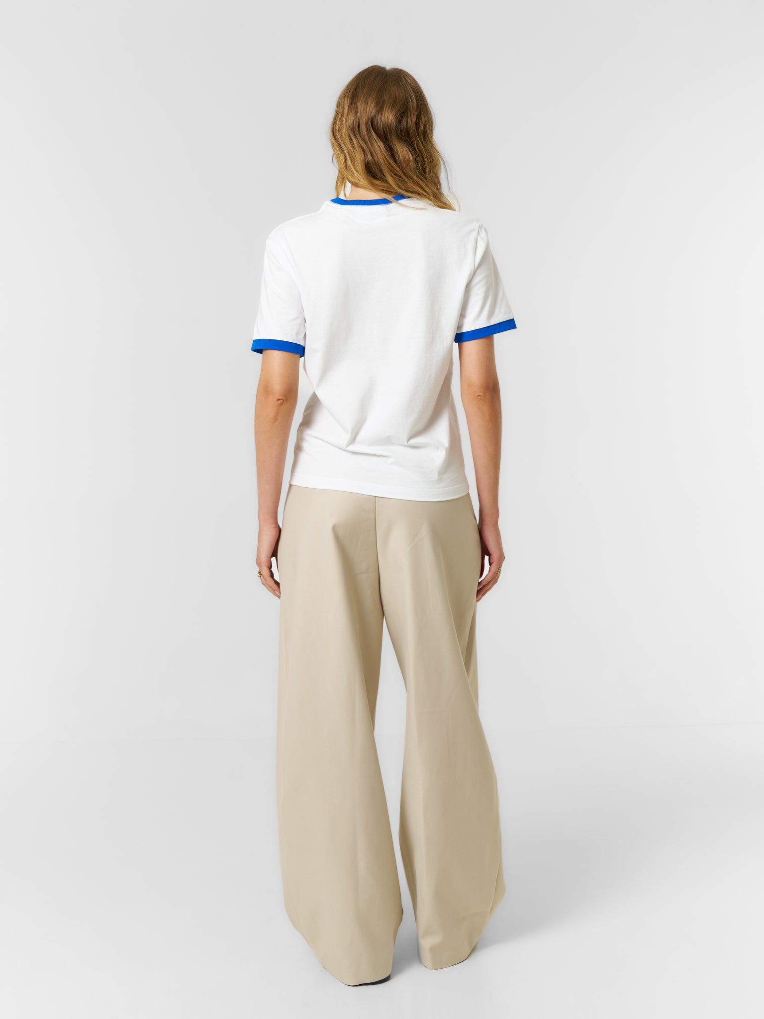 Fitted Cuff T-shirt White/Blue