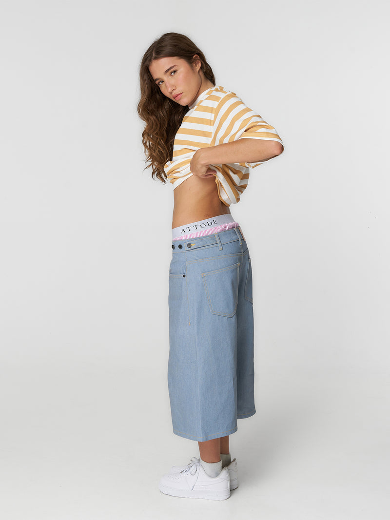 Raw Denim Shorts Light Blue
