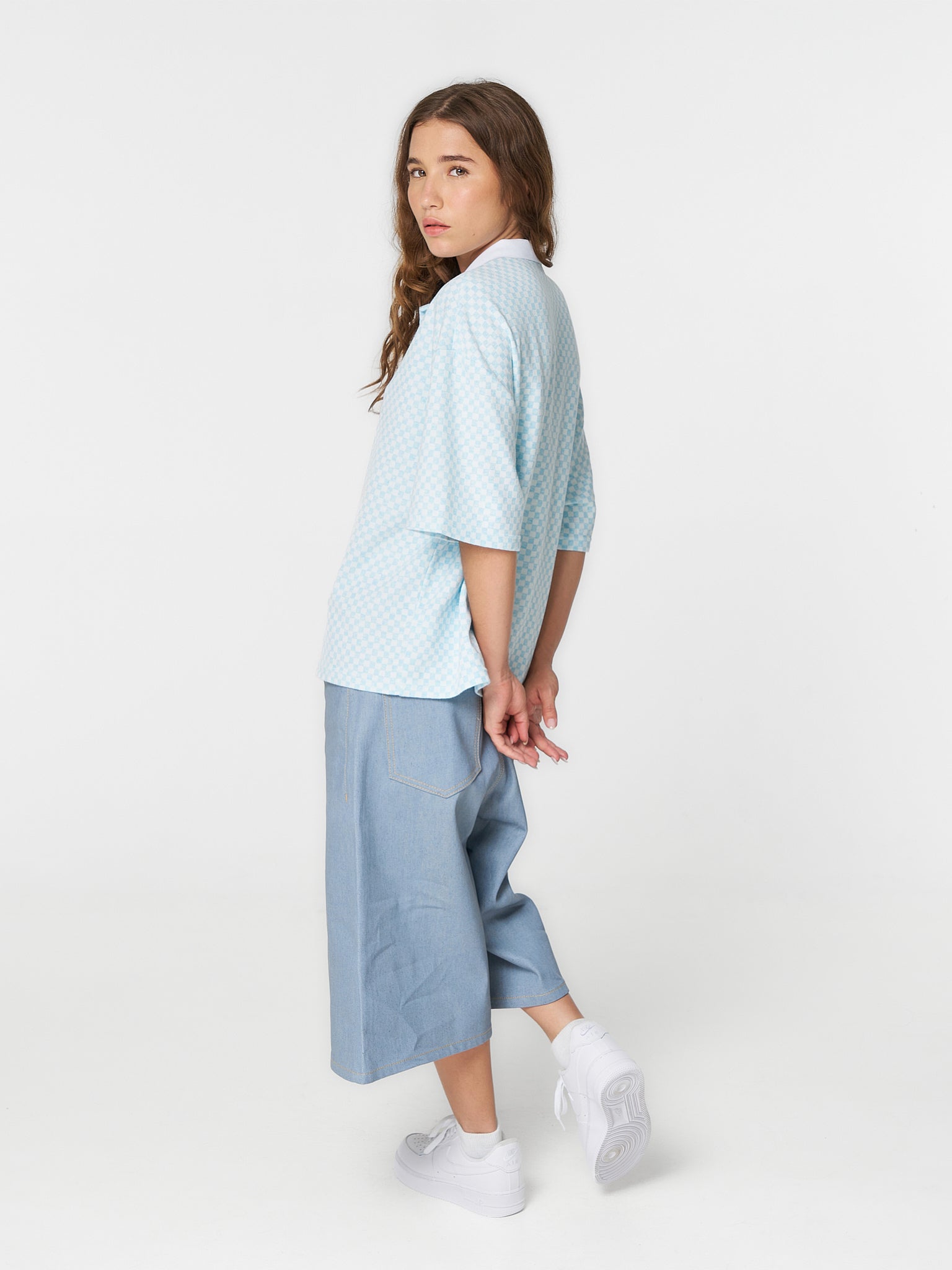 Checkered Polo Blue/White