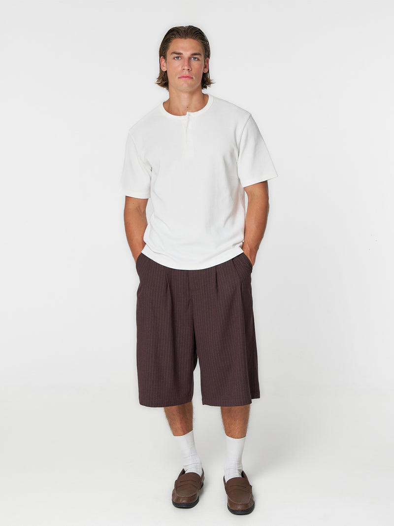 Waffle Henley S/S White