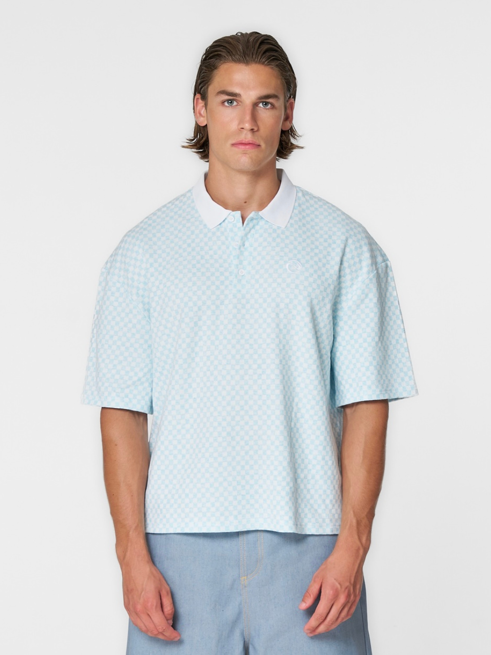 Checkered Polo Blue/White