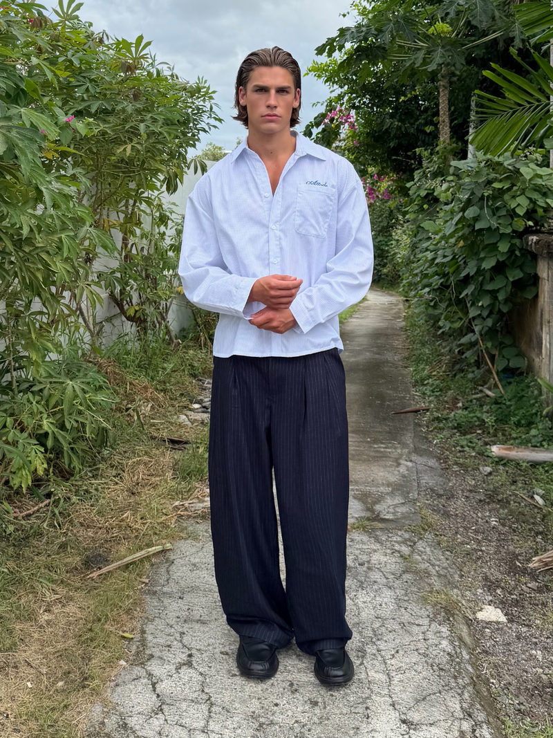 Pinstriped Suit Pants Navy