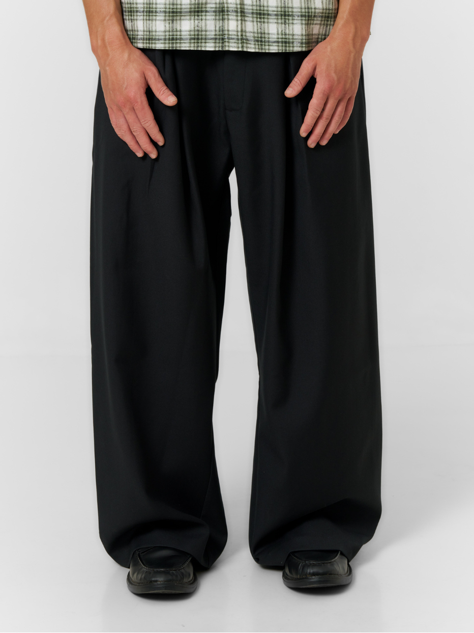Korean Pleated Suit Pants Black